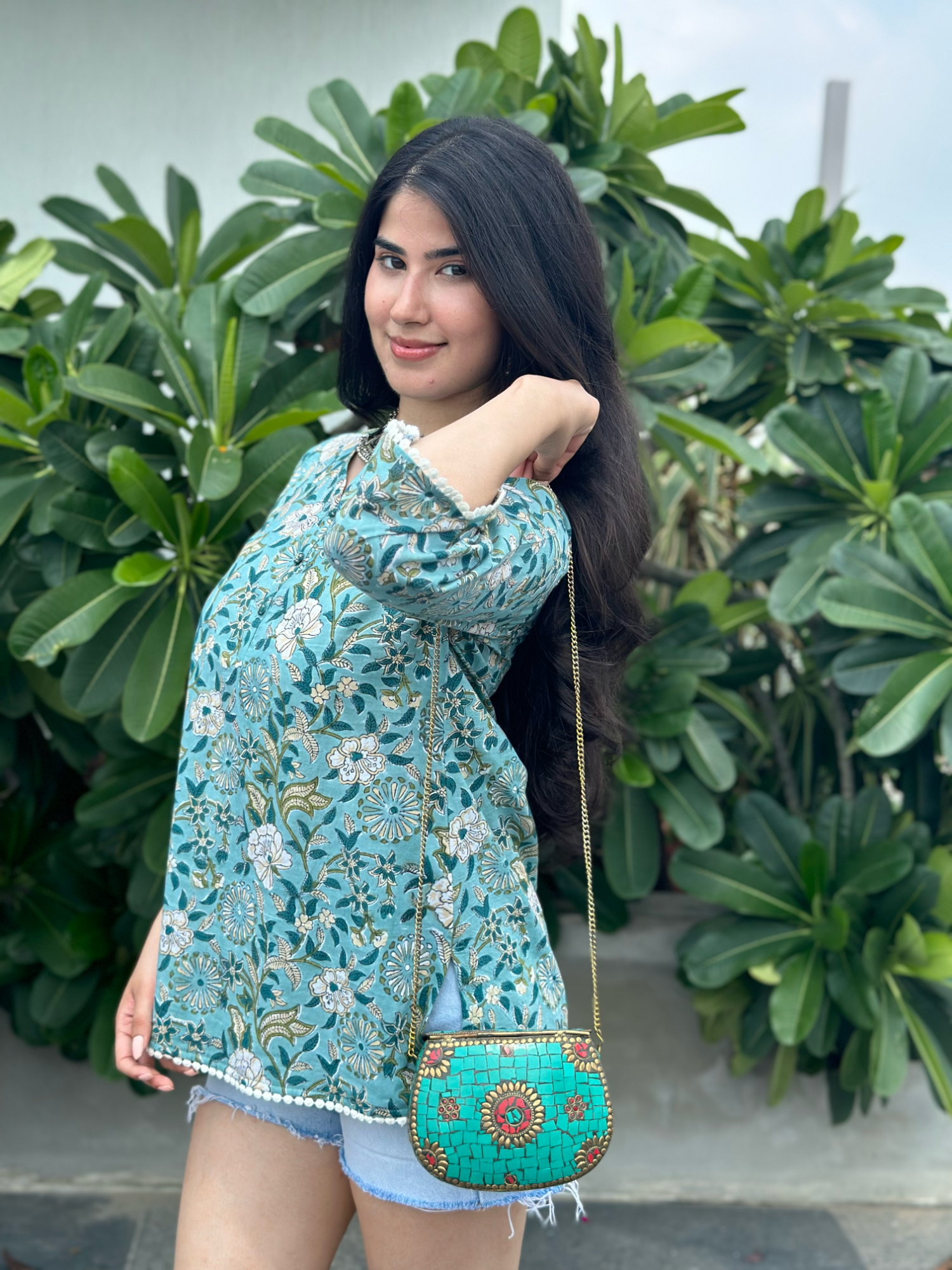 Sea Green Short Kurti