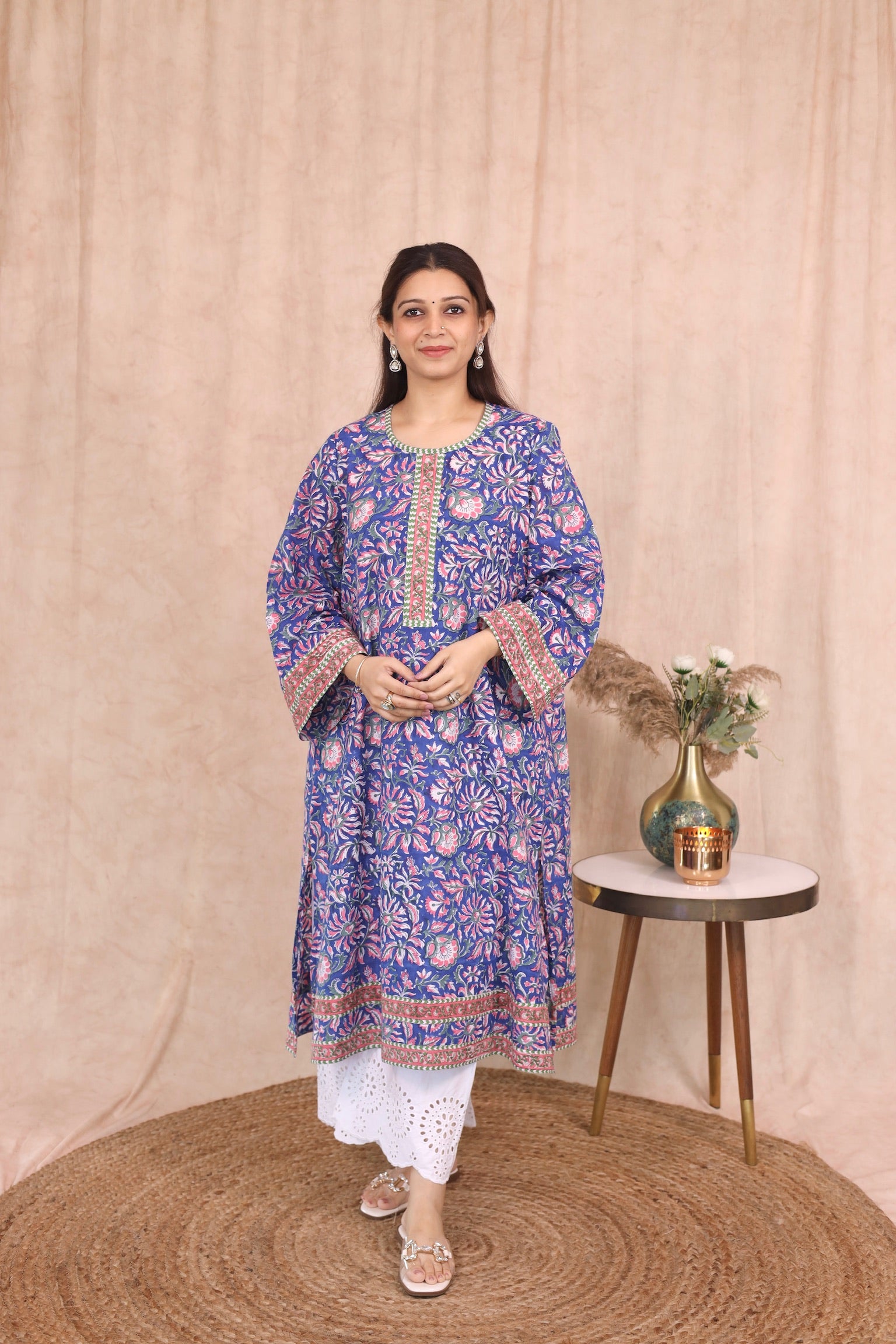 Wide Sleeve Kurta - Deep Sapphire