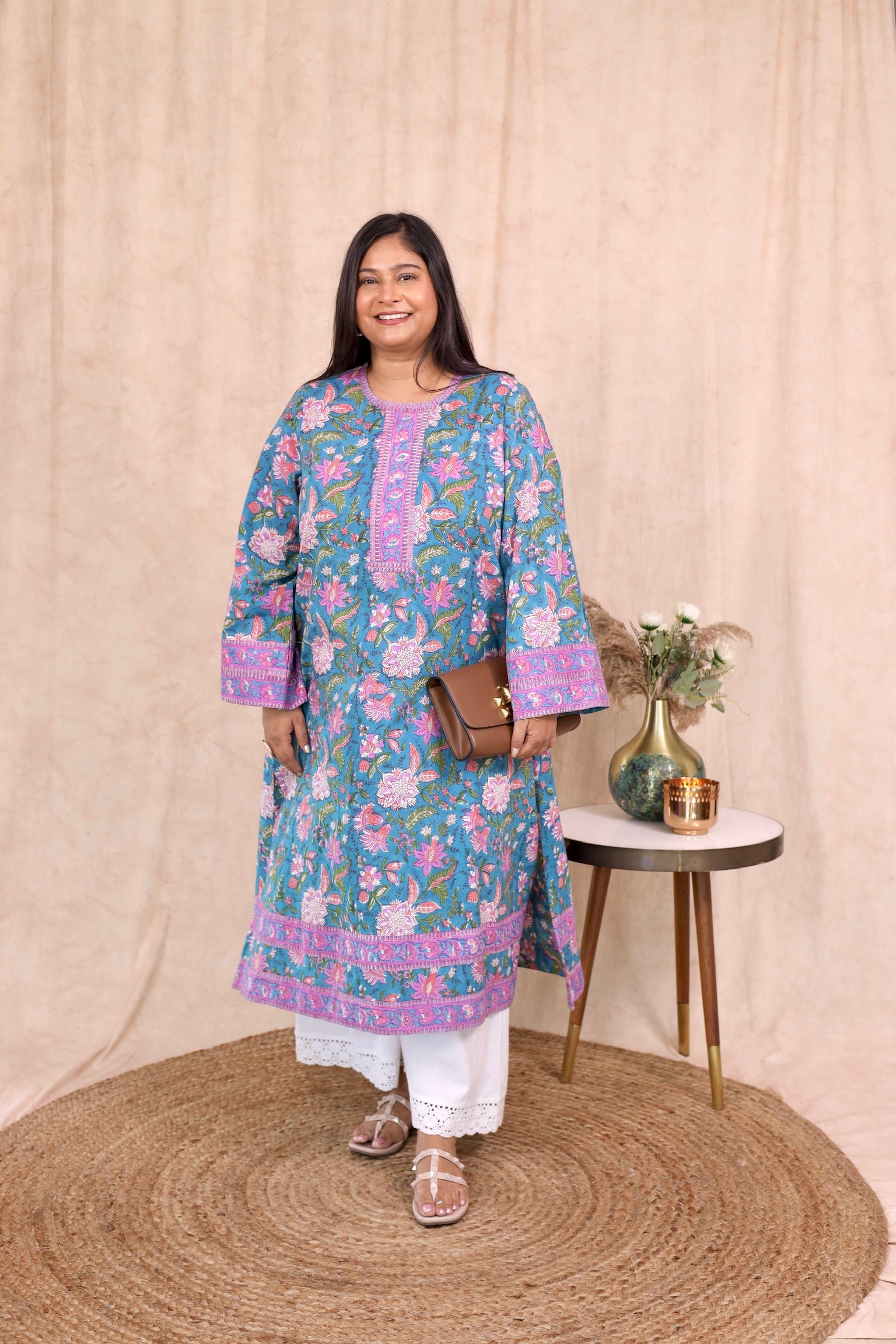 Wide Sleeve Kurta - Pacific Teal