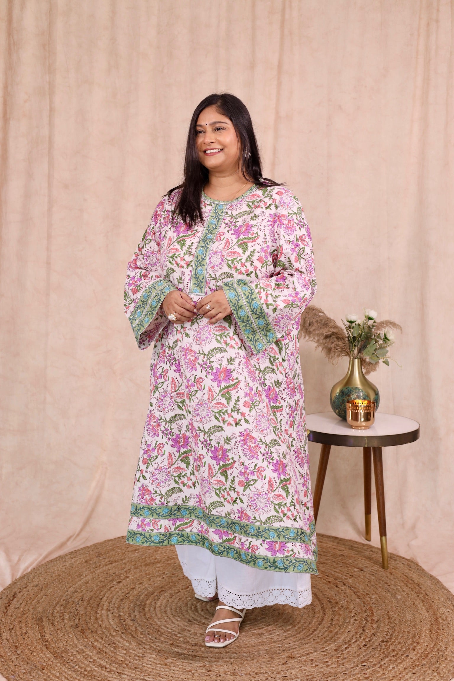 Wide Sleeve Kurta - Floral Mist