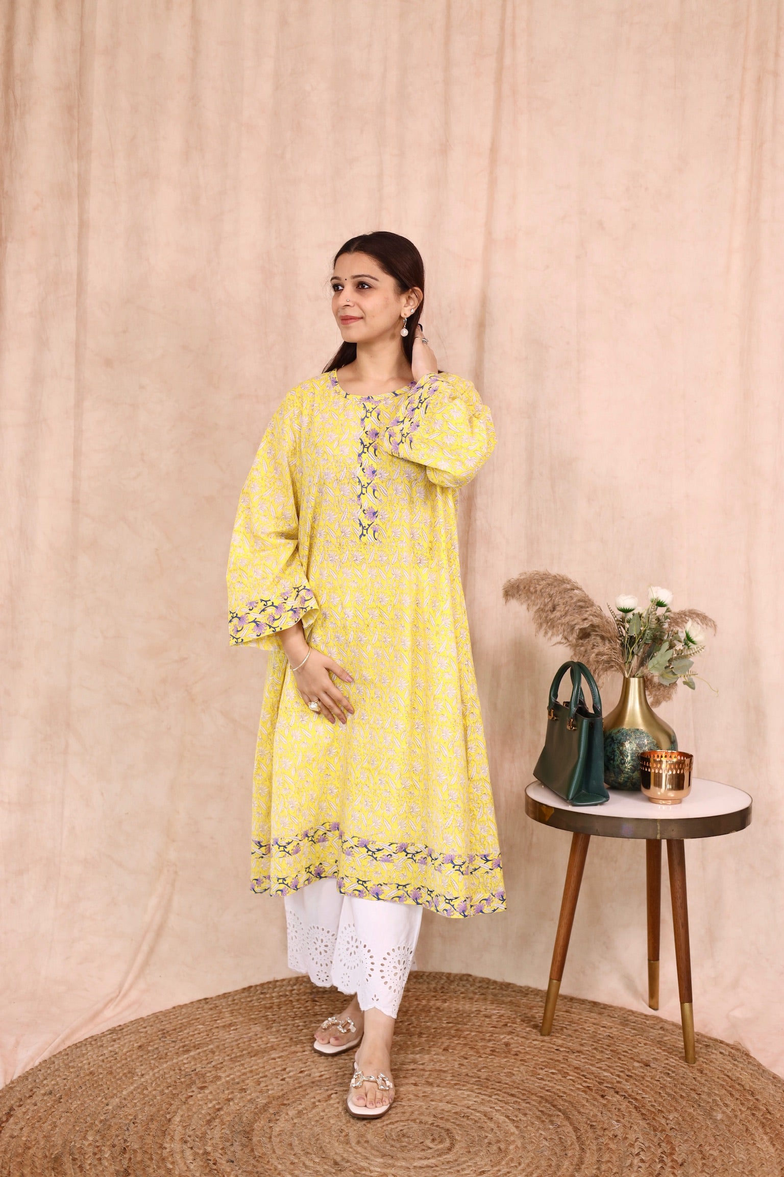 Wide Sleeve Kurta - Yellow