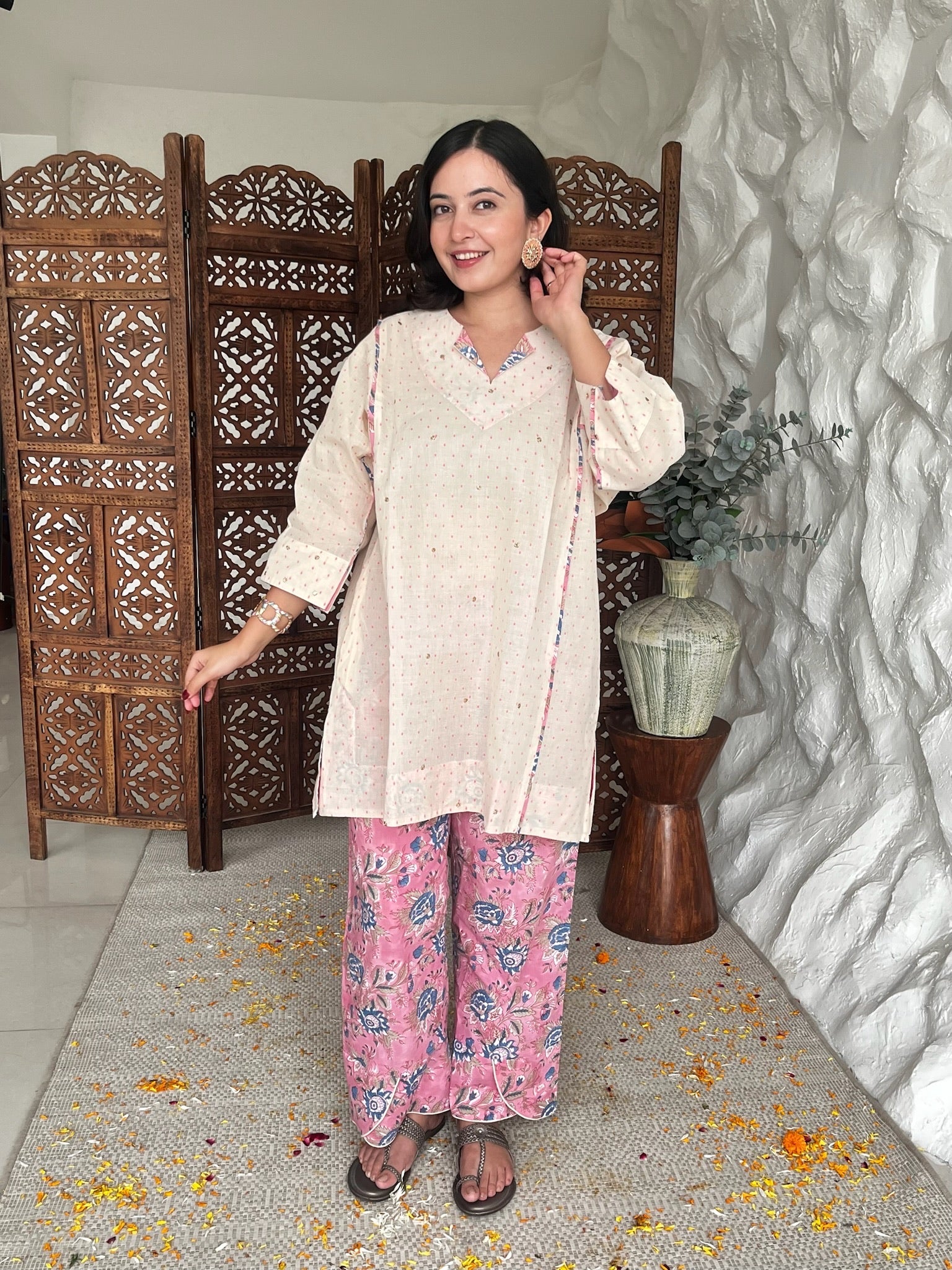 Pink Vanilla Short Dobby Co-Ord Set