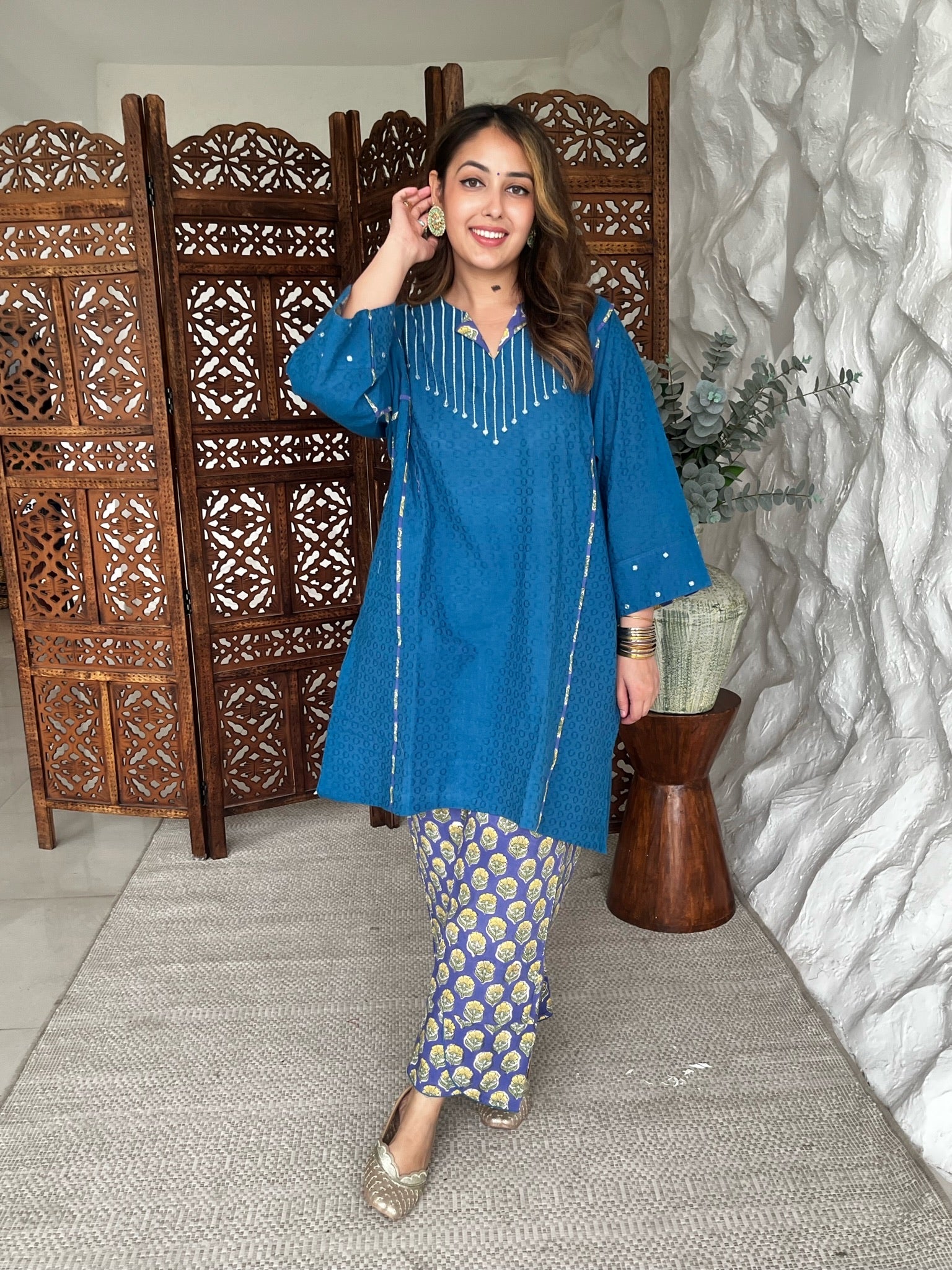 Cobalt Blue Short Dobby Co-Ord Set