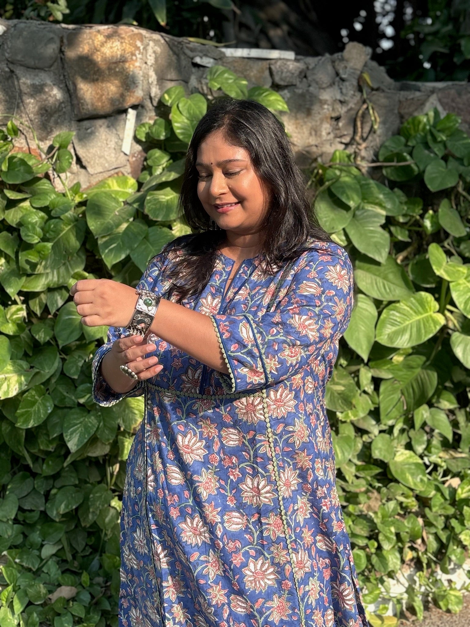 Indigo Blue Lace Long Kurta
