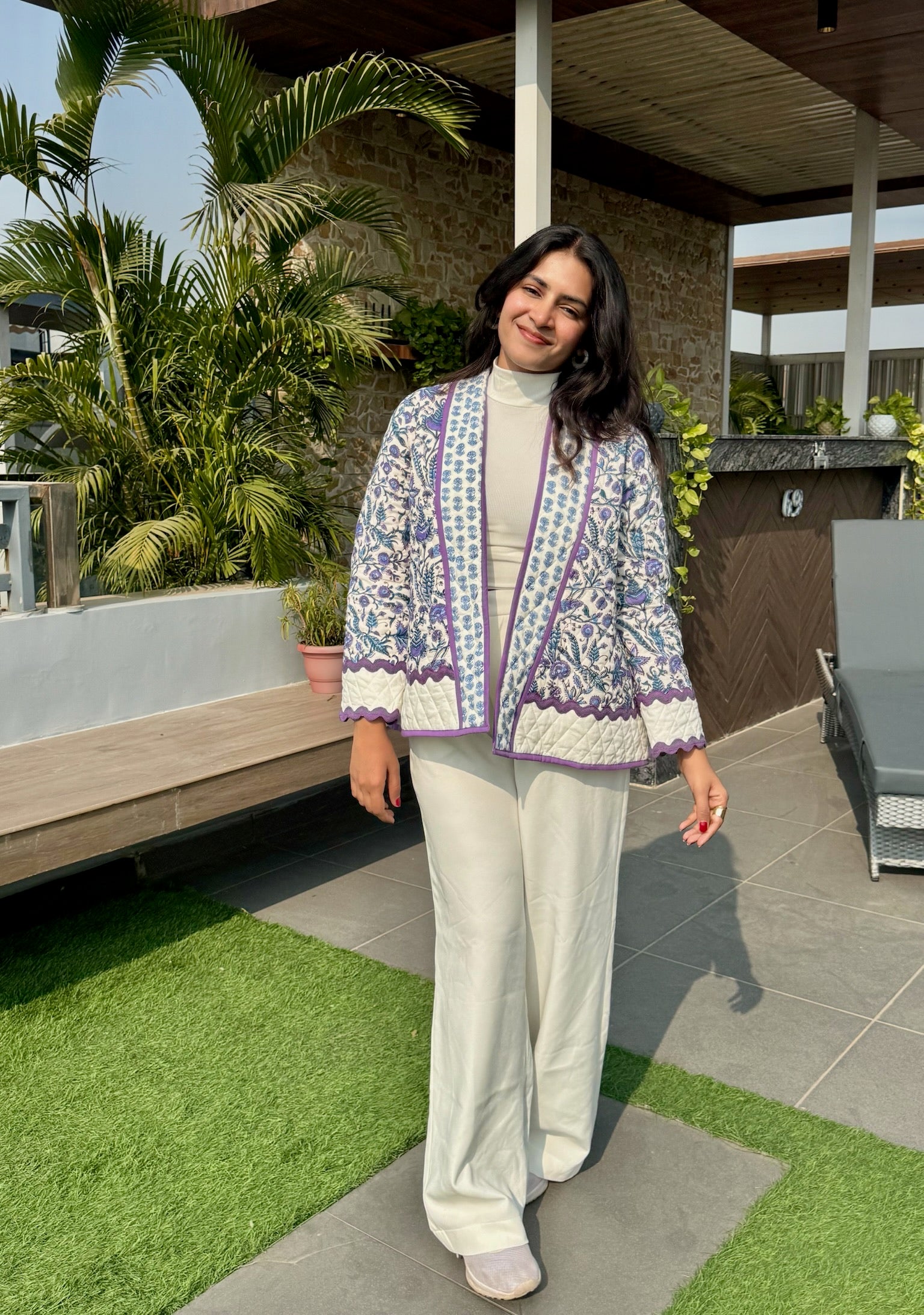 White Berry Quilted Shrug