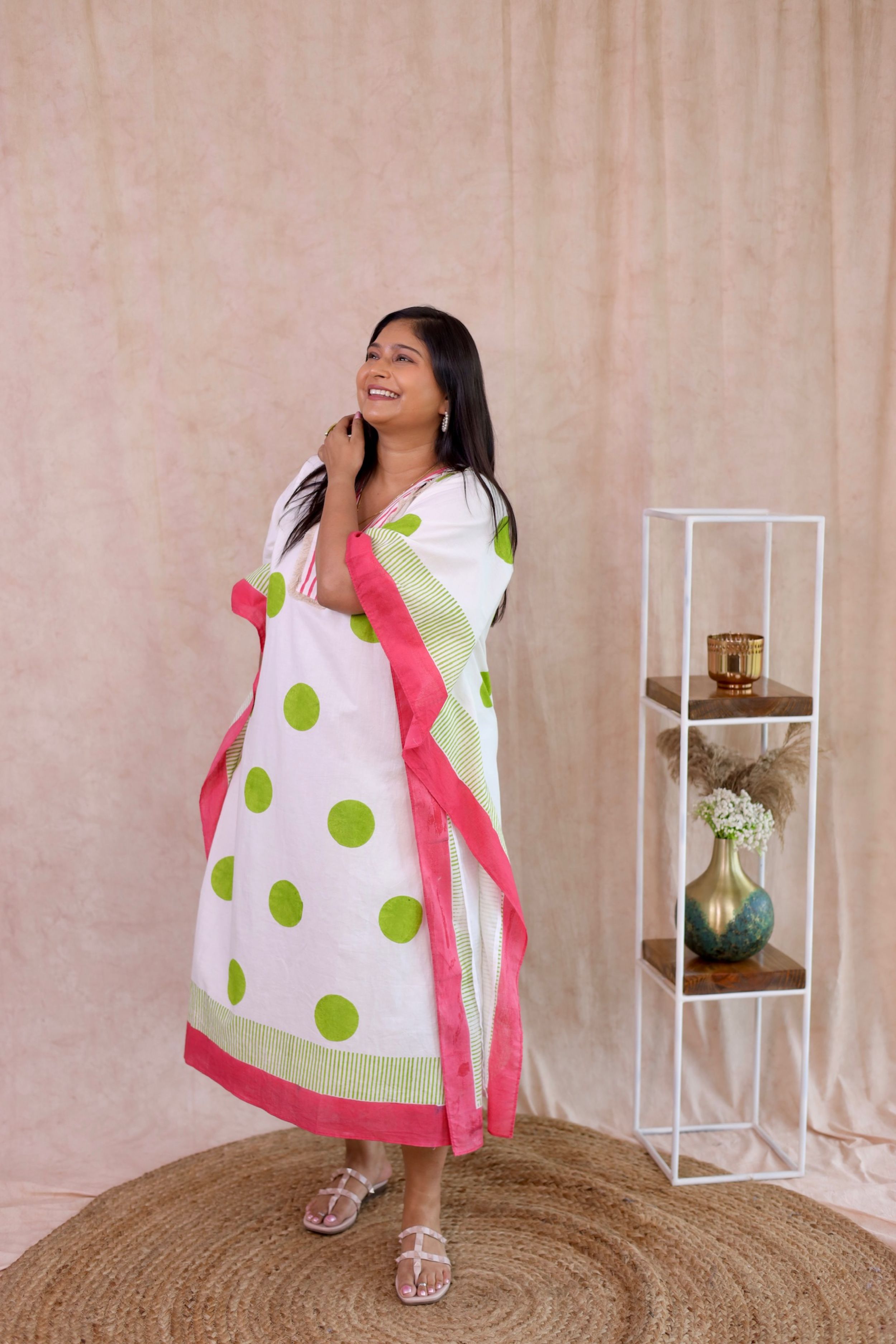 Lime Green Polka Dot Kaftan