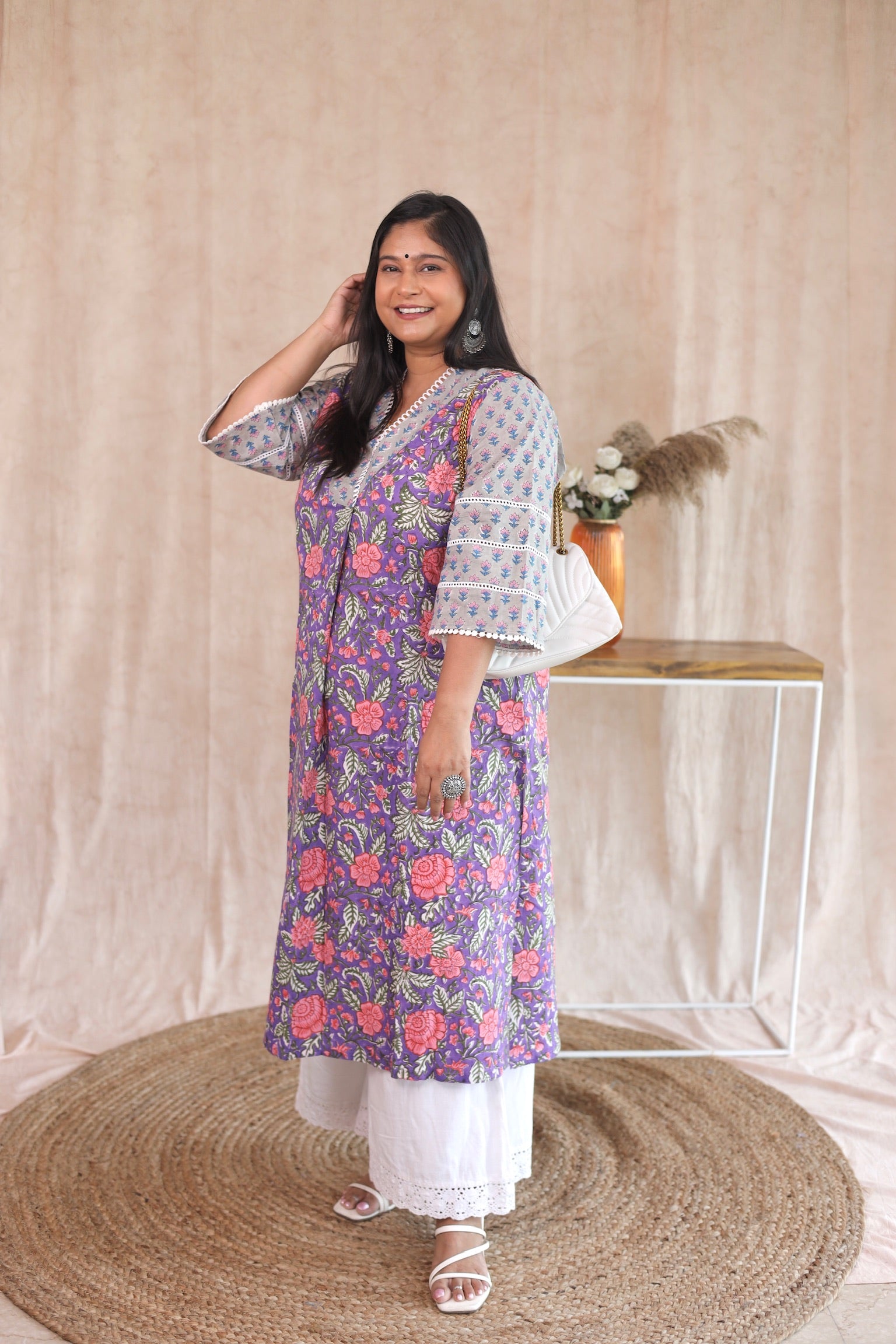 Plum Purple Front Pleat Kurta