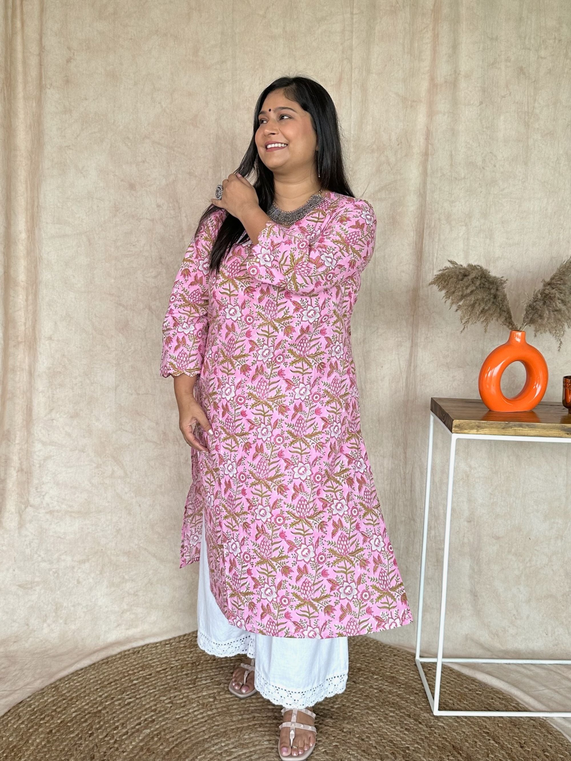 Cotton Candy Block Printed Long Kurta