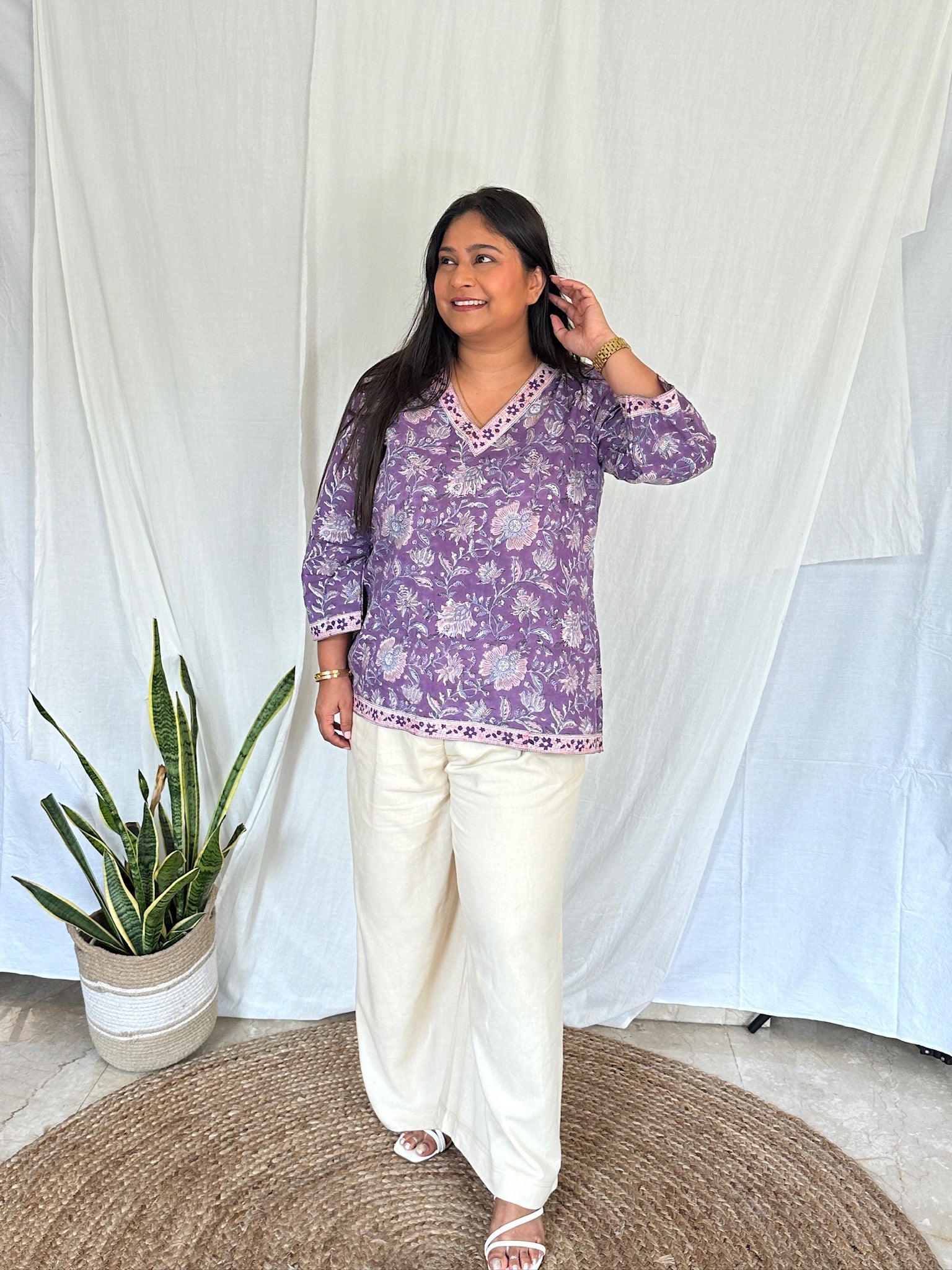 Lavender Floral Printed Kurti