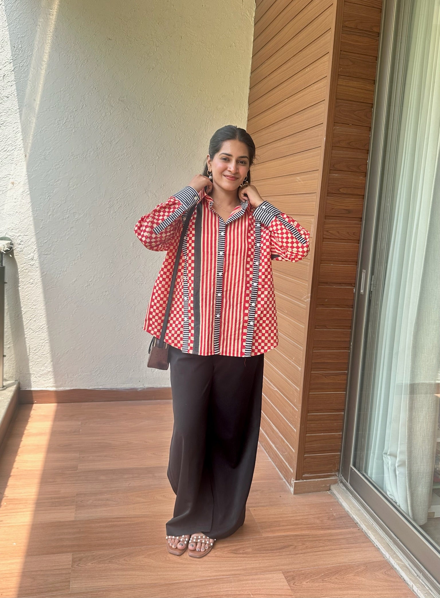 Exclusive Red Cubes Multi Placket Shirt