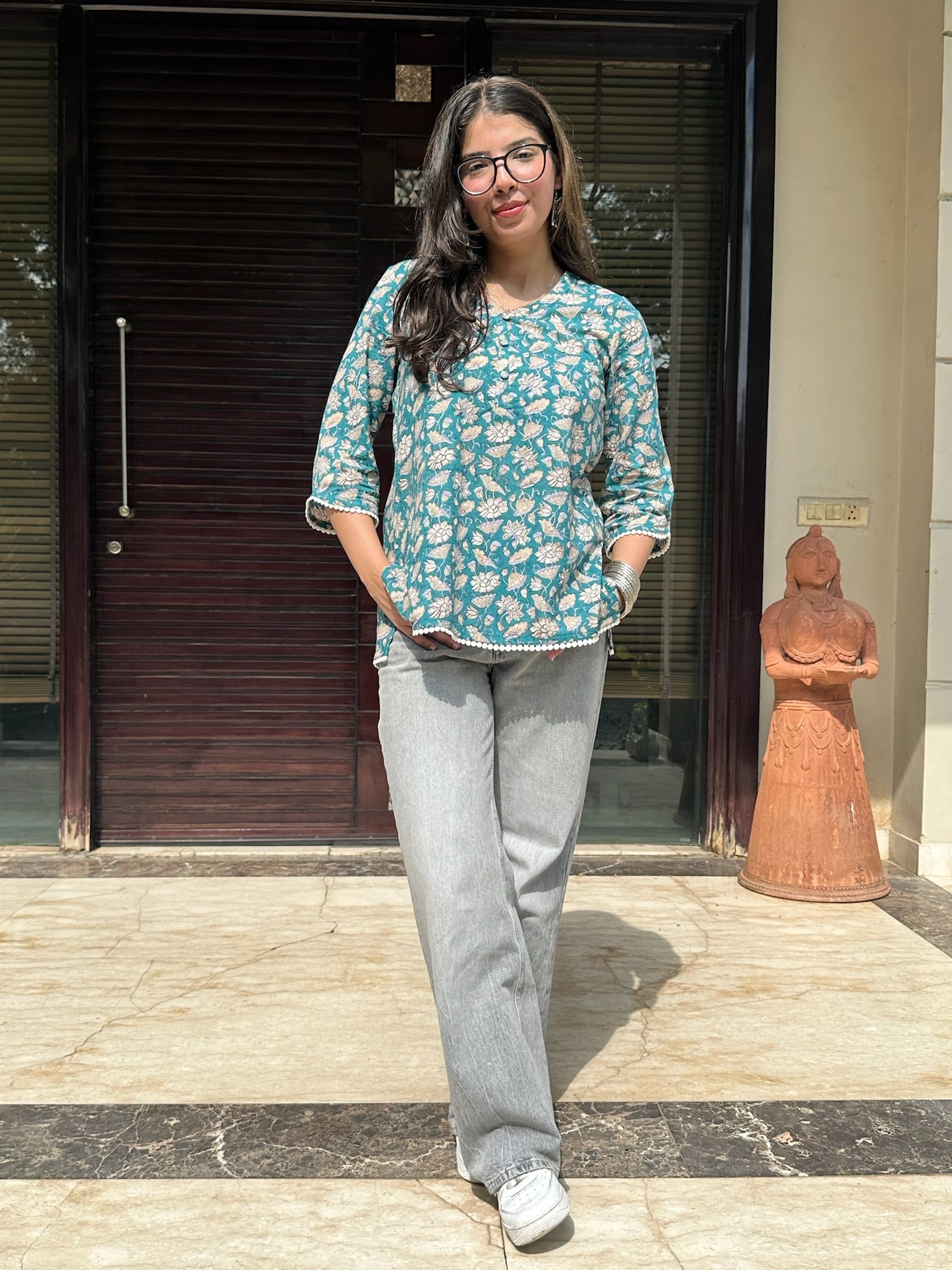 Coastal Green Lace Kurti
