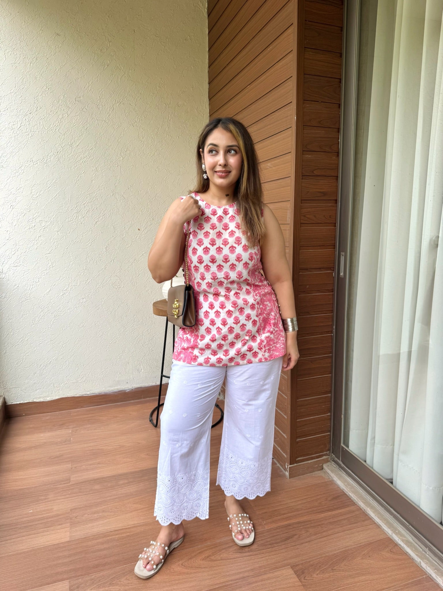 Hibiscus Red Halter Short Kurti