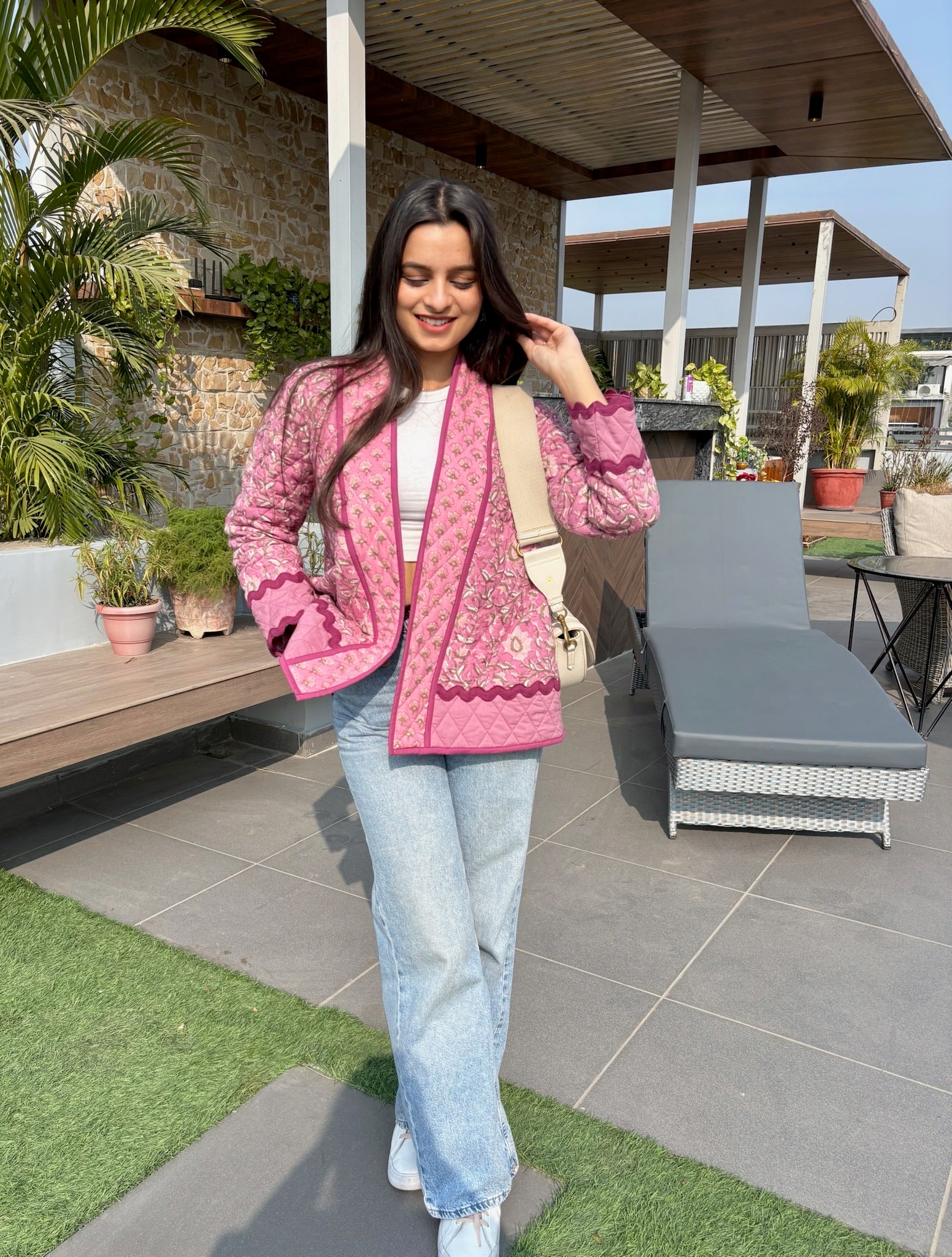 Pink Rose Quilted Shrug