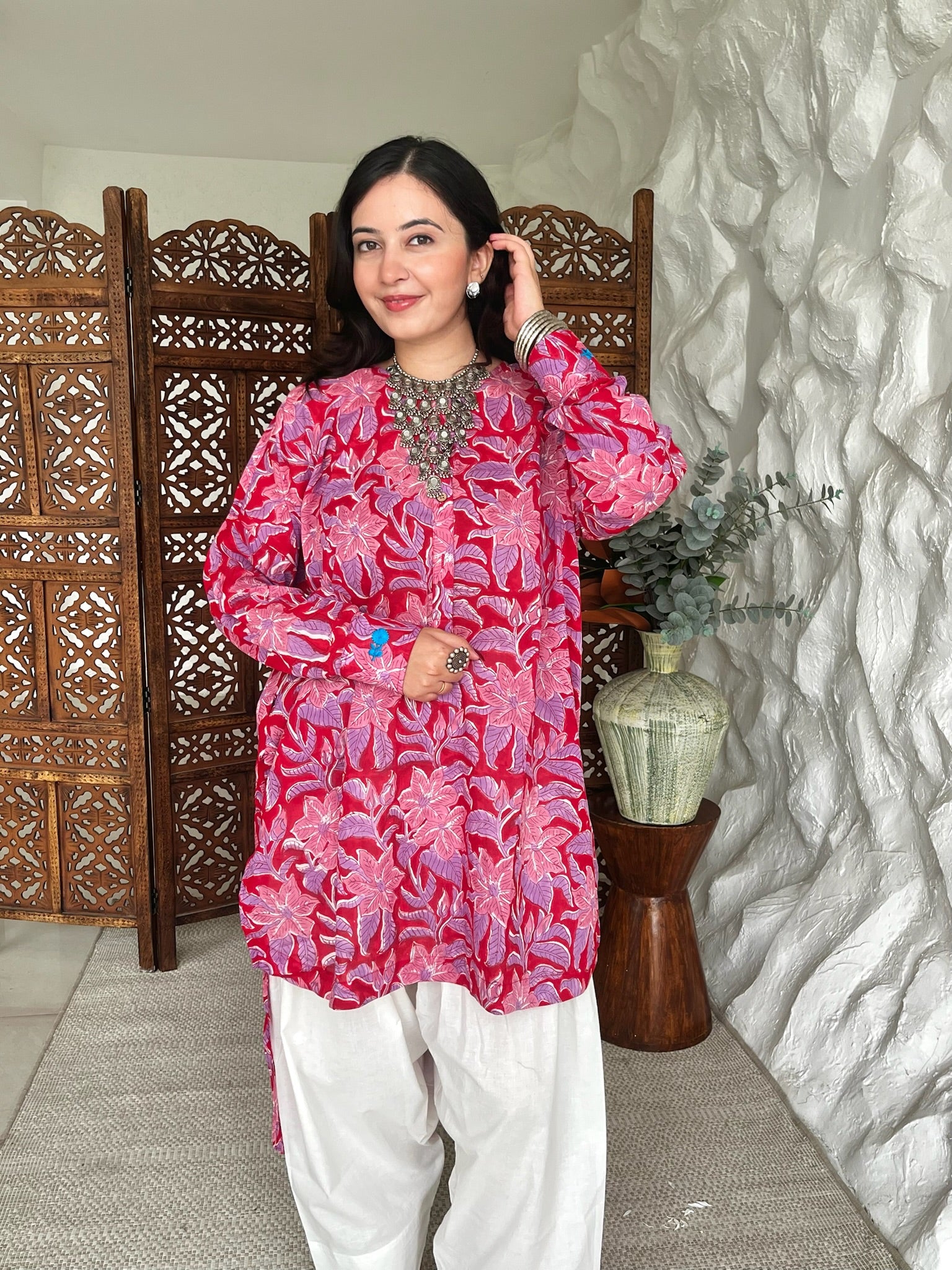 Gulabi Crimson Mulmul Co-Ord Set