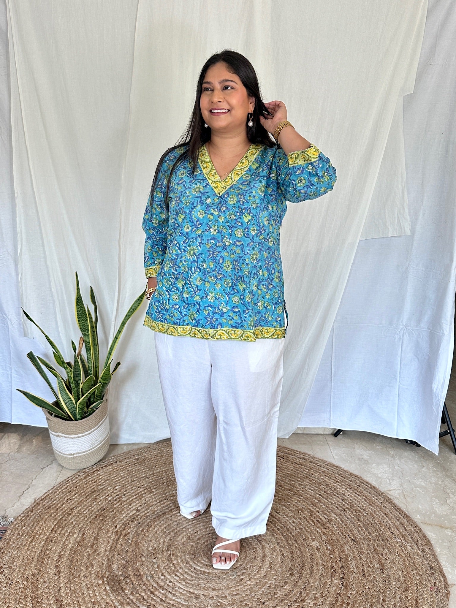 Jasmine Teal Printed Kurti