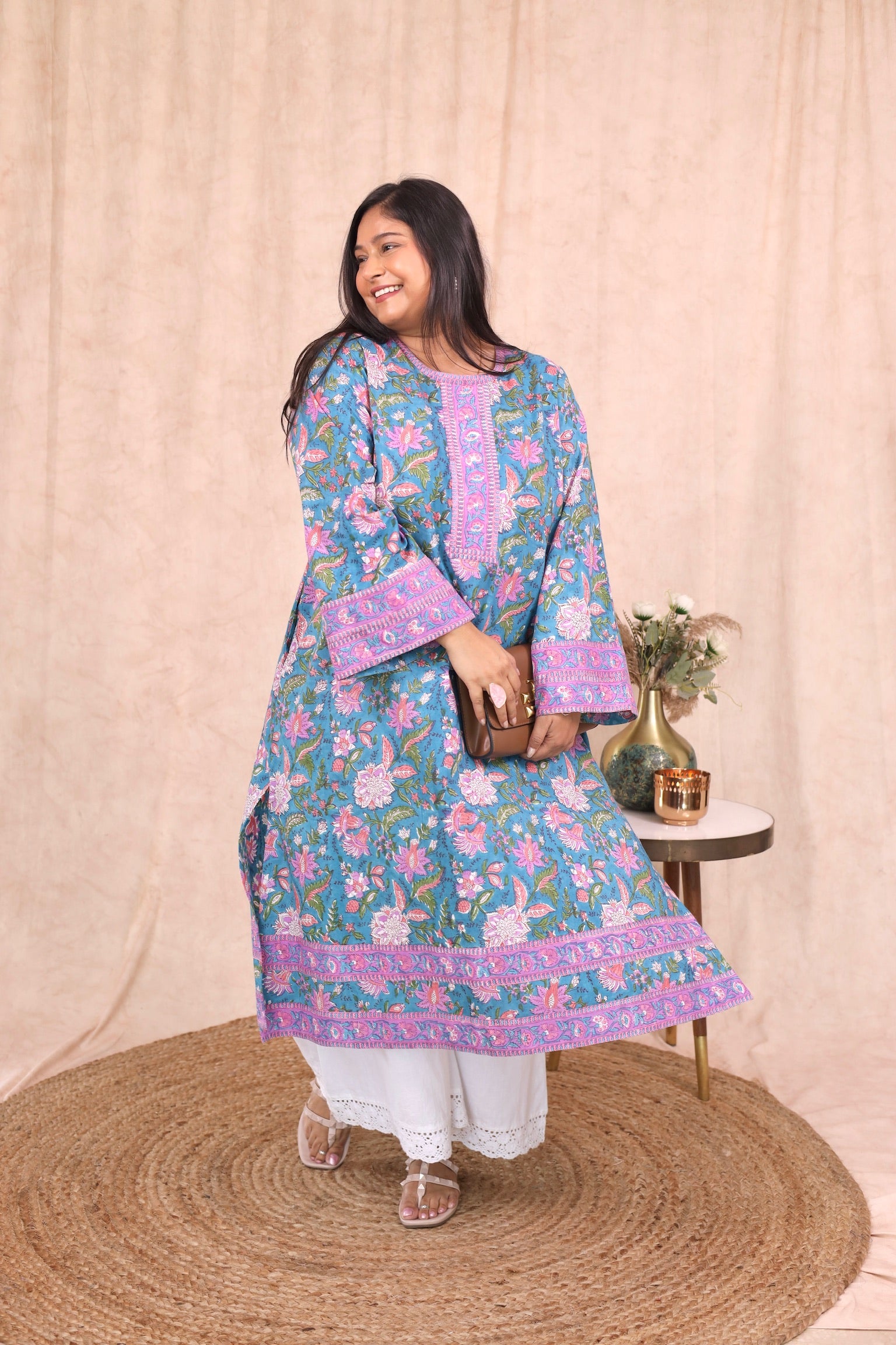 Wide Sleeve Kurta - Pacific Teal