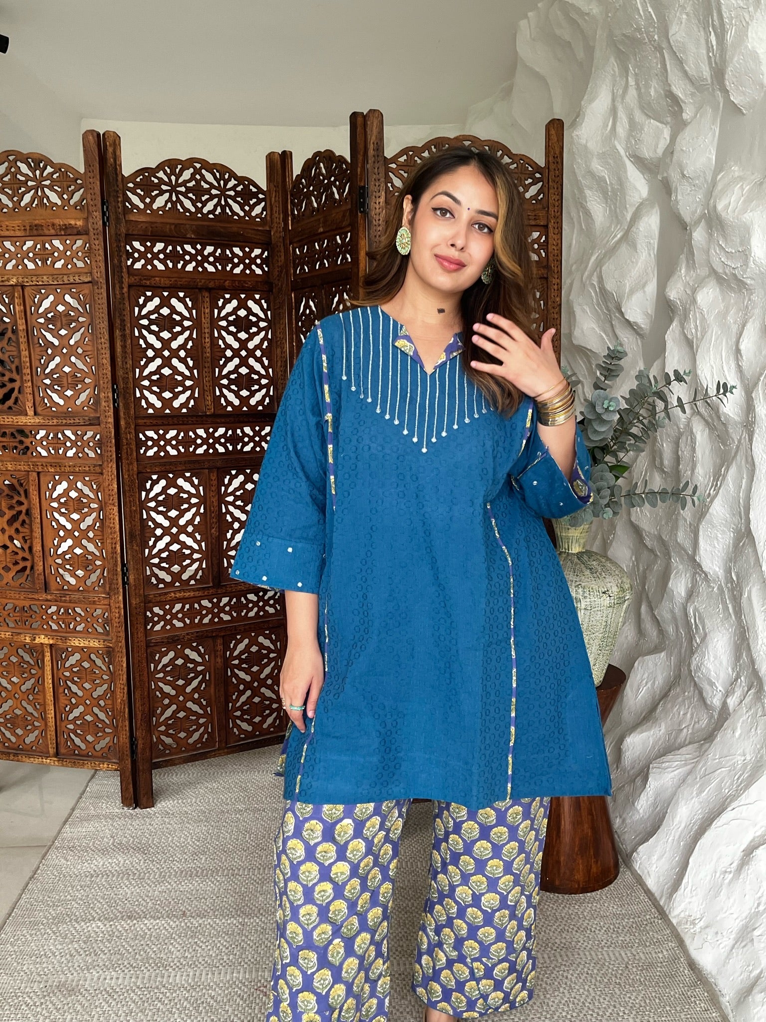 Cobalt Blue Short Dobby Co-Ord Set