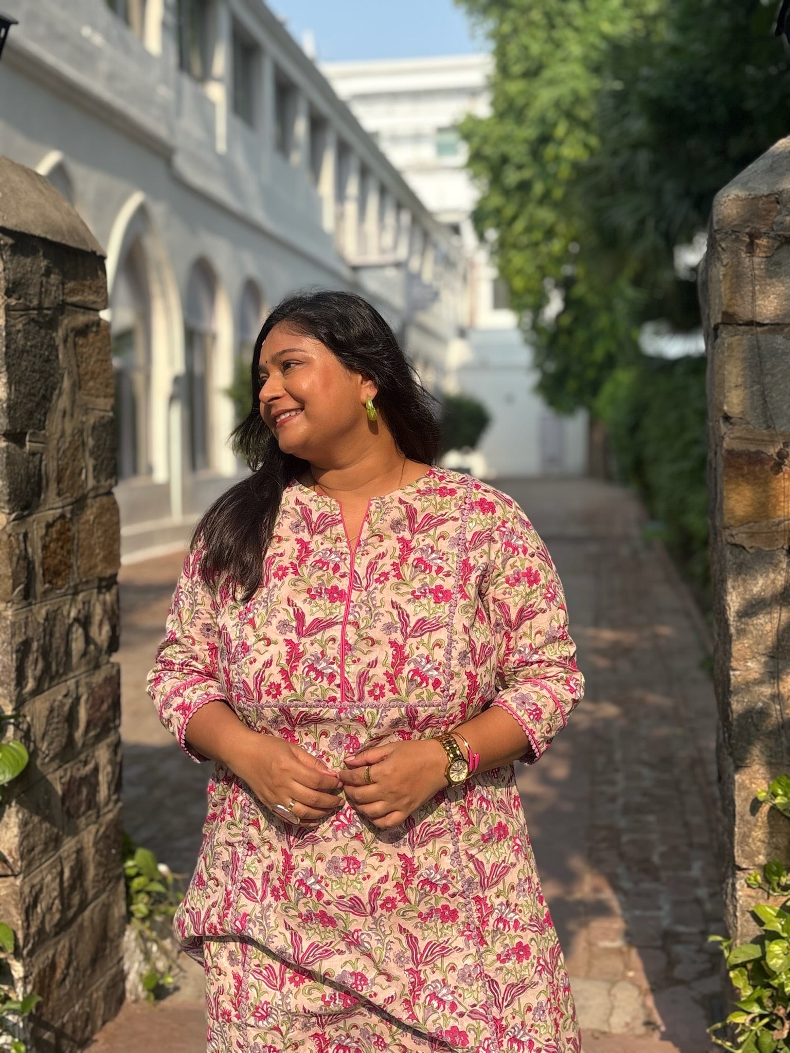 Mauve Pink Lace Long Kurta