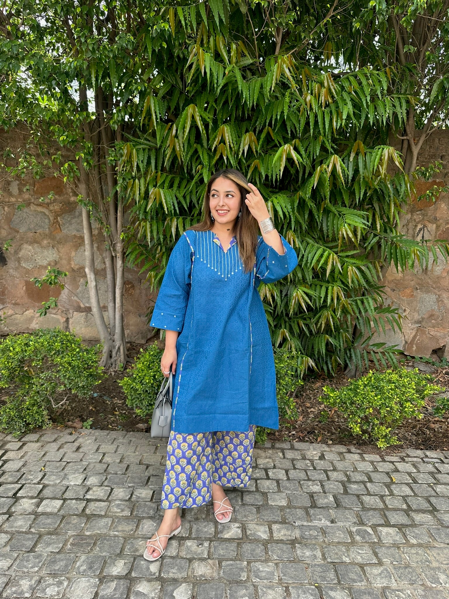 Cobalt Blue Long Dobby Co-Ord Set