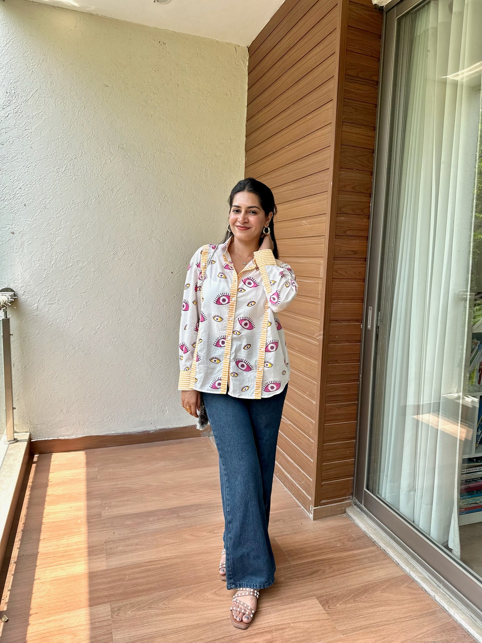 Exclusive Evil Eye Pink Multiple Placket Shirt