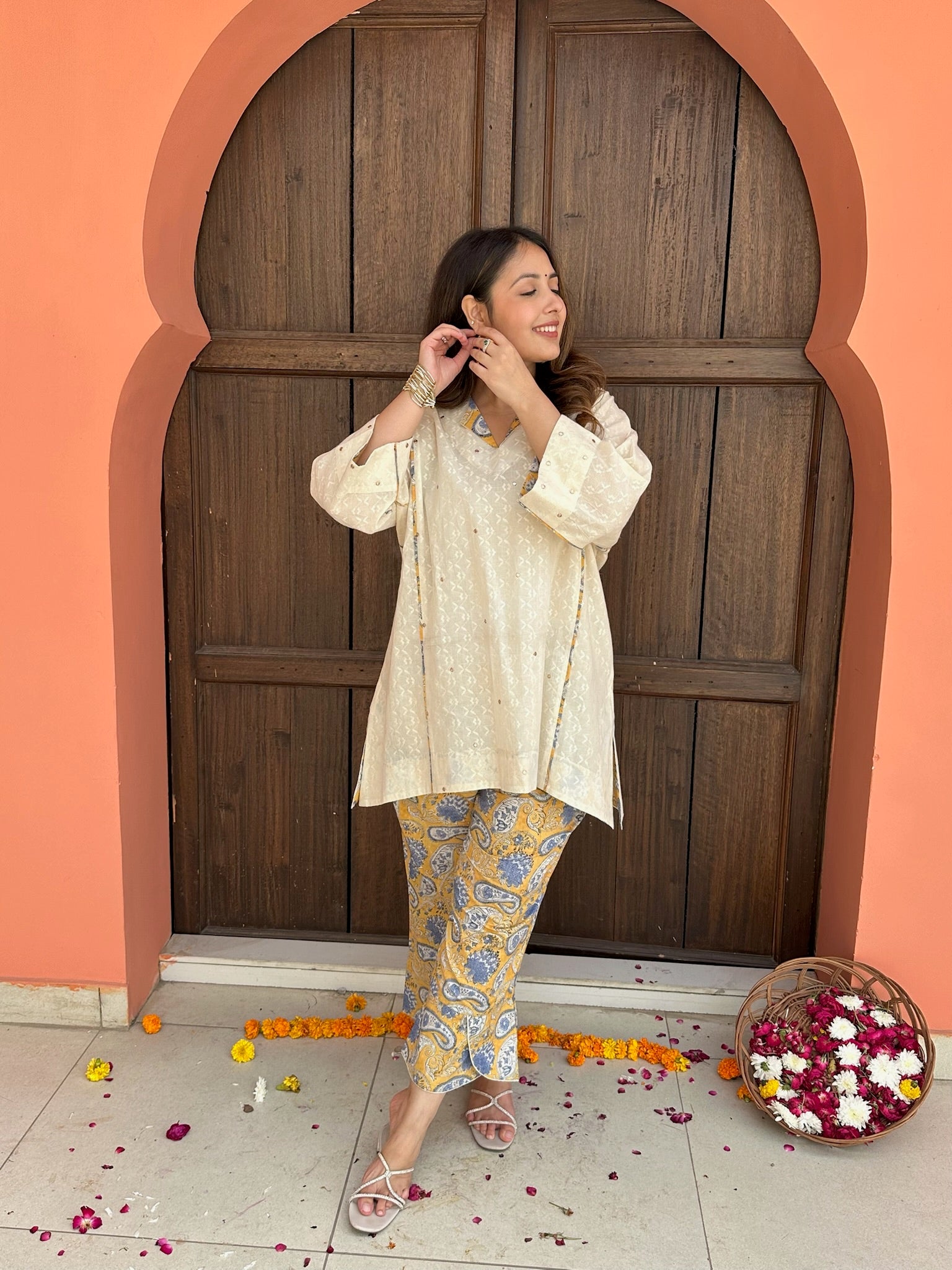 Warm White Dobby Co-ord Set
