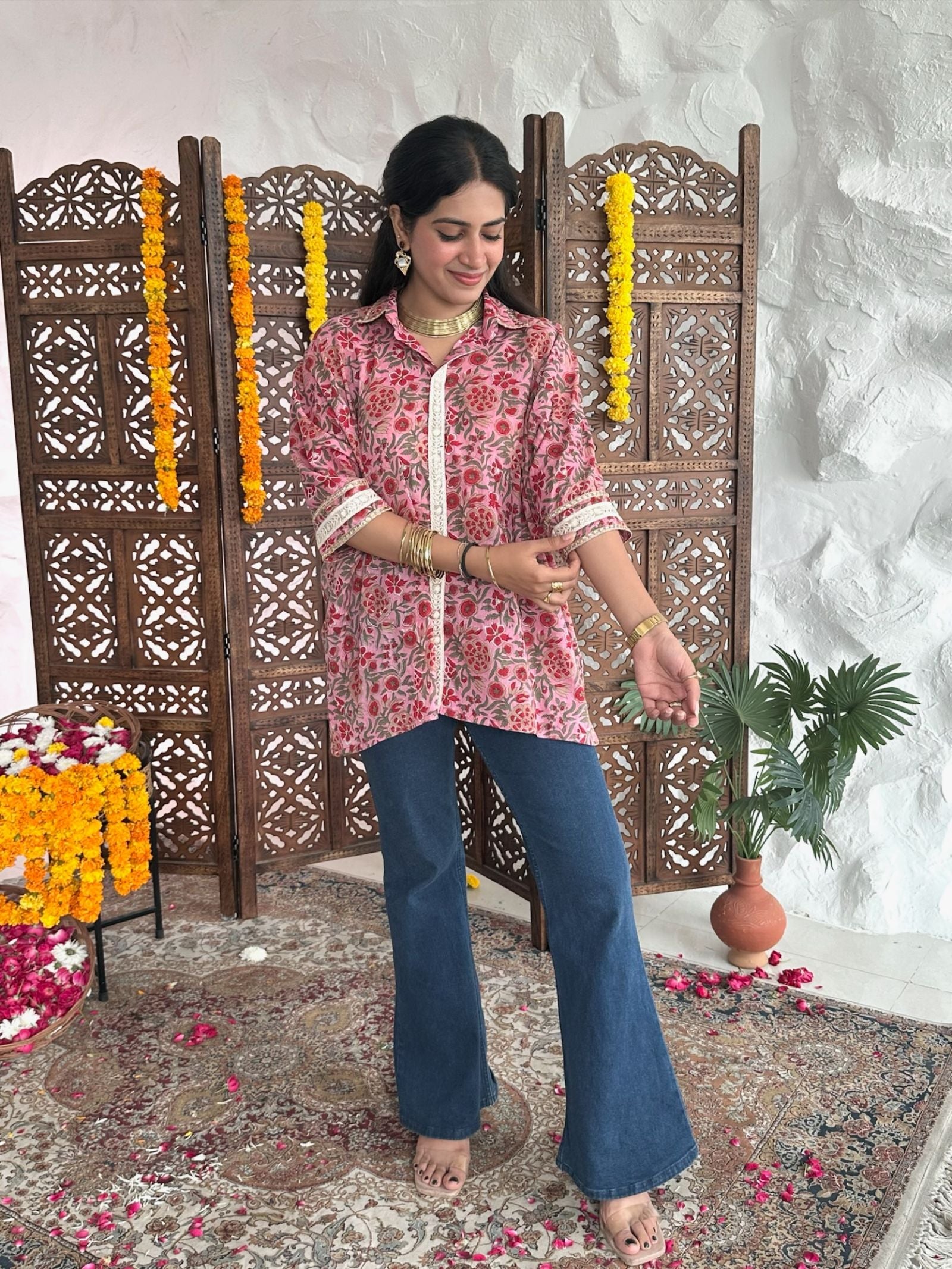 Maple Ochre Asymmetric Mulmul Shirt