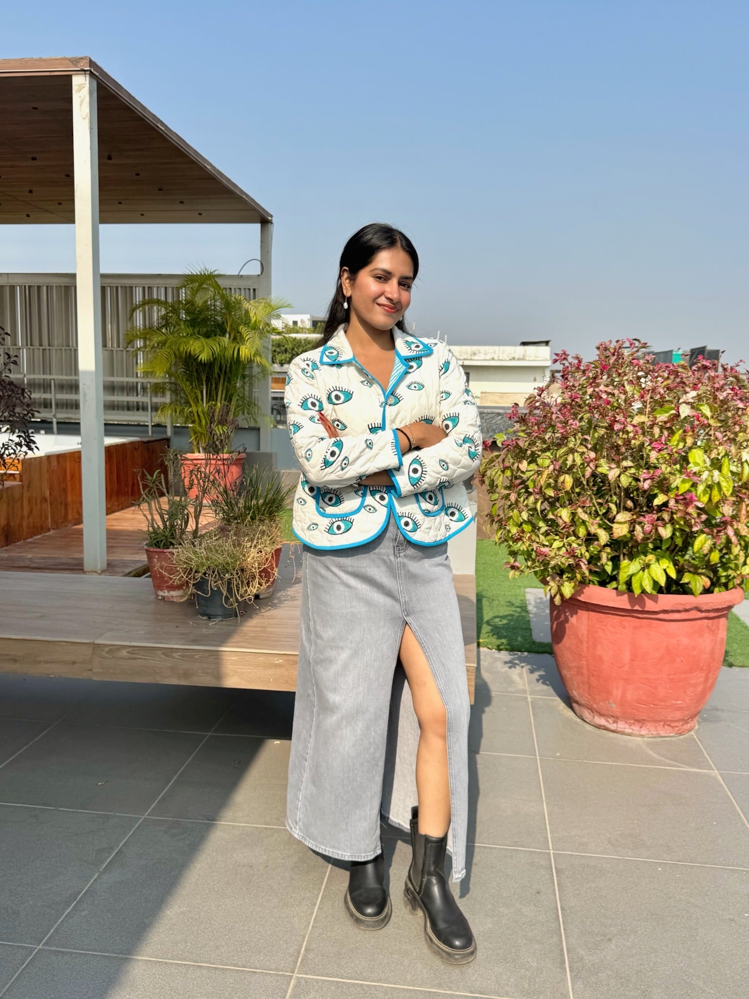 Evil Eye Blue Bomber Jacket