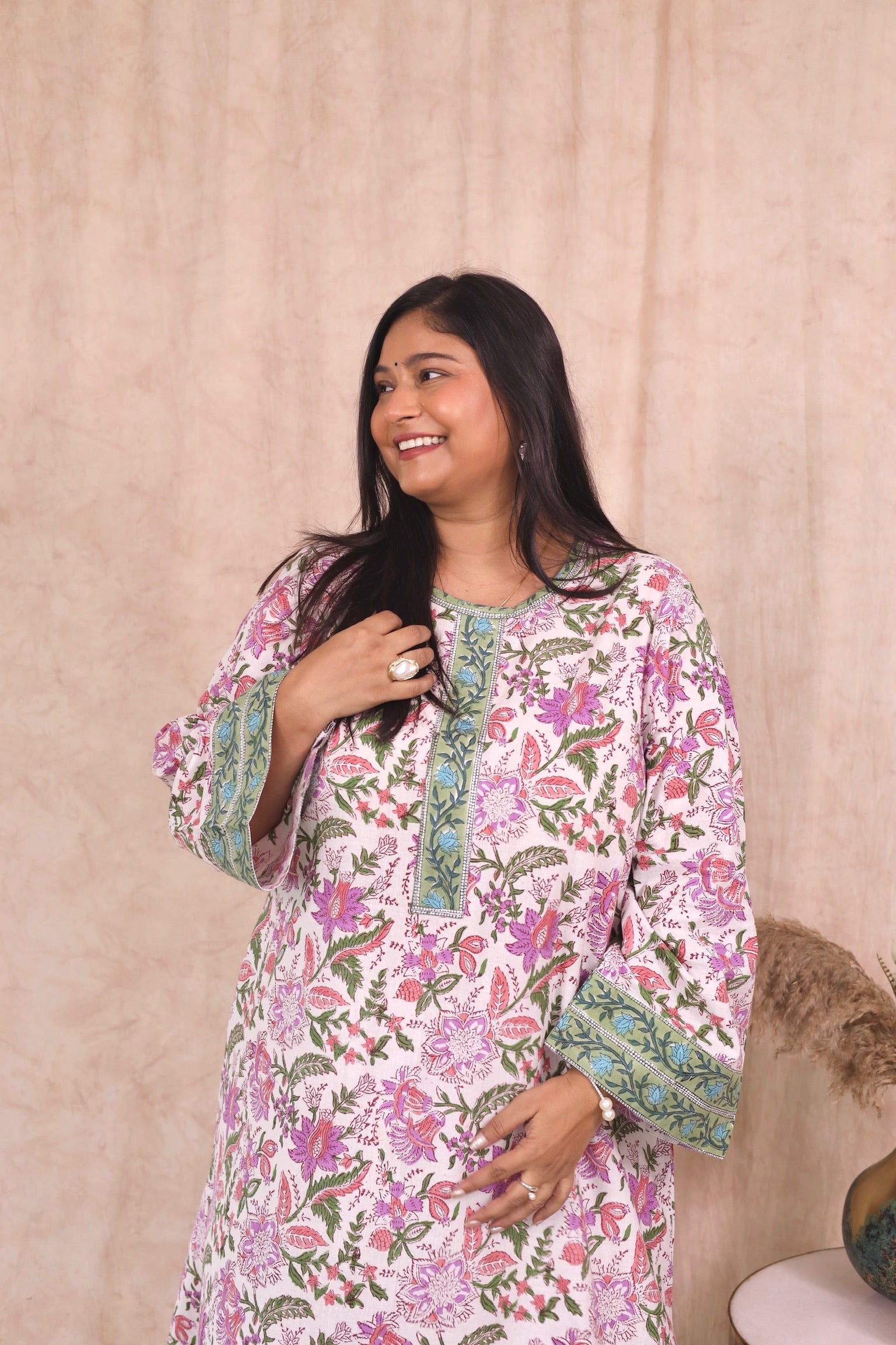 Wide Sleeve Kurta - Floral Mist