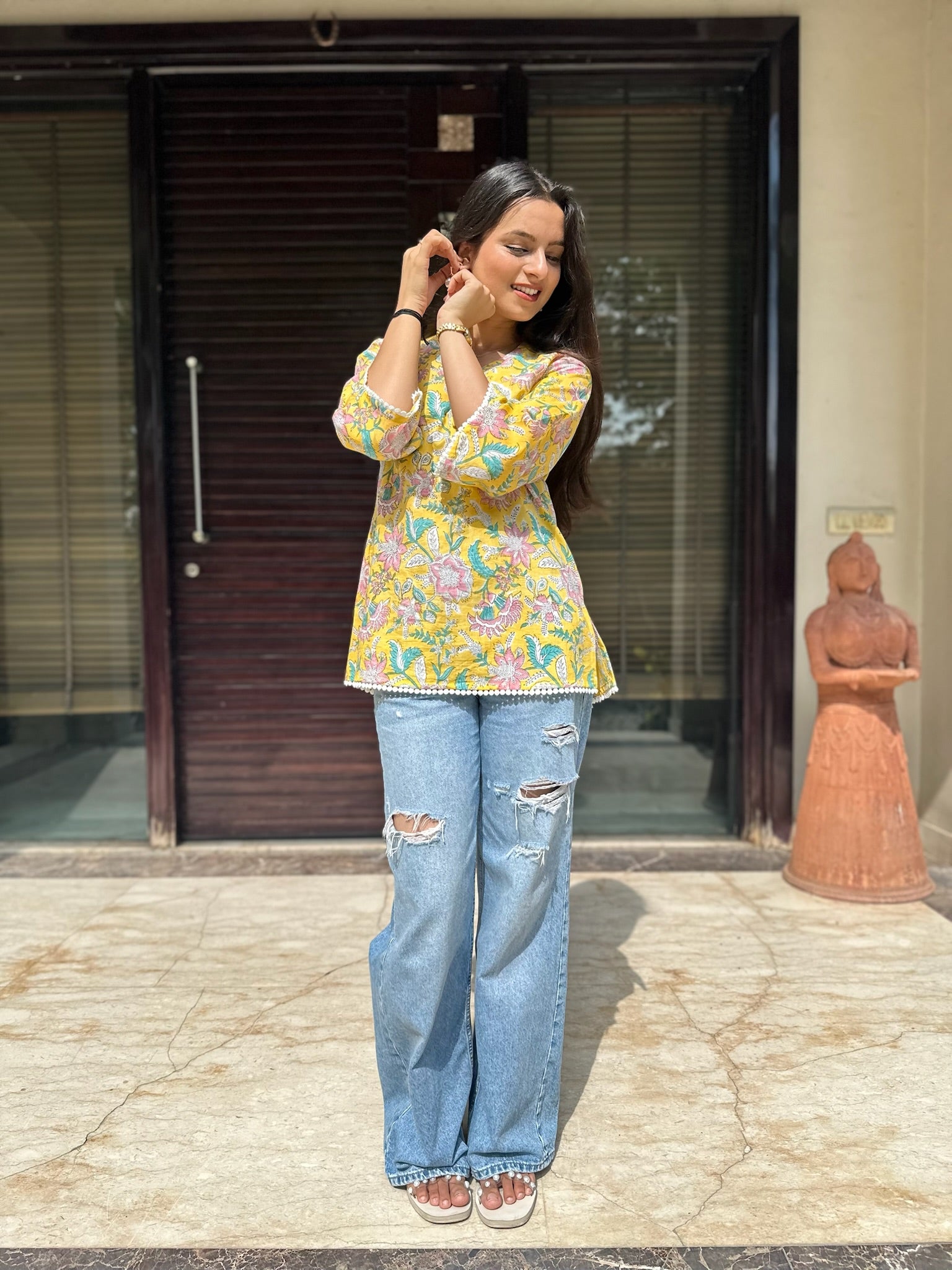 Amber Yellow Lace Kurti