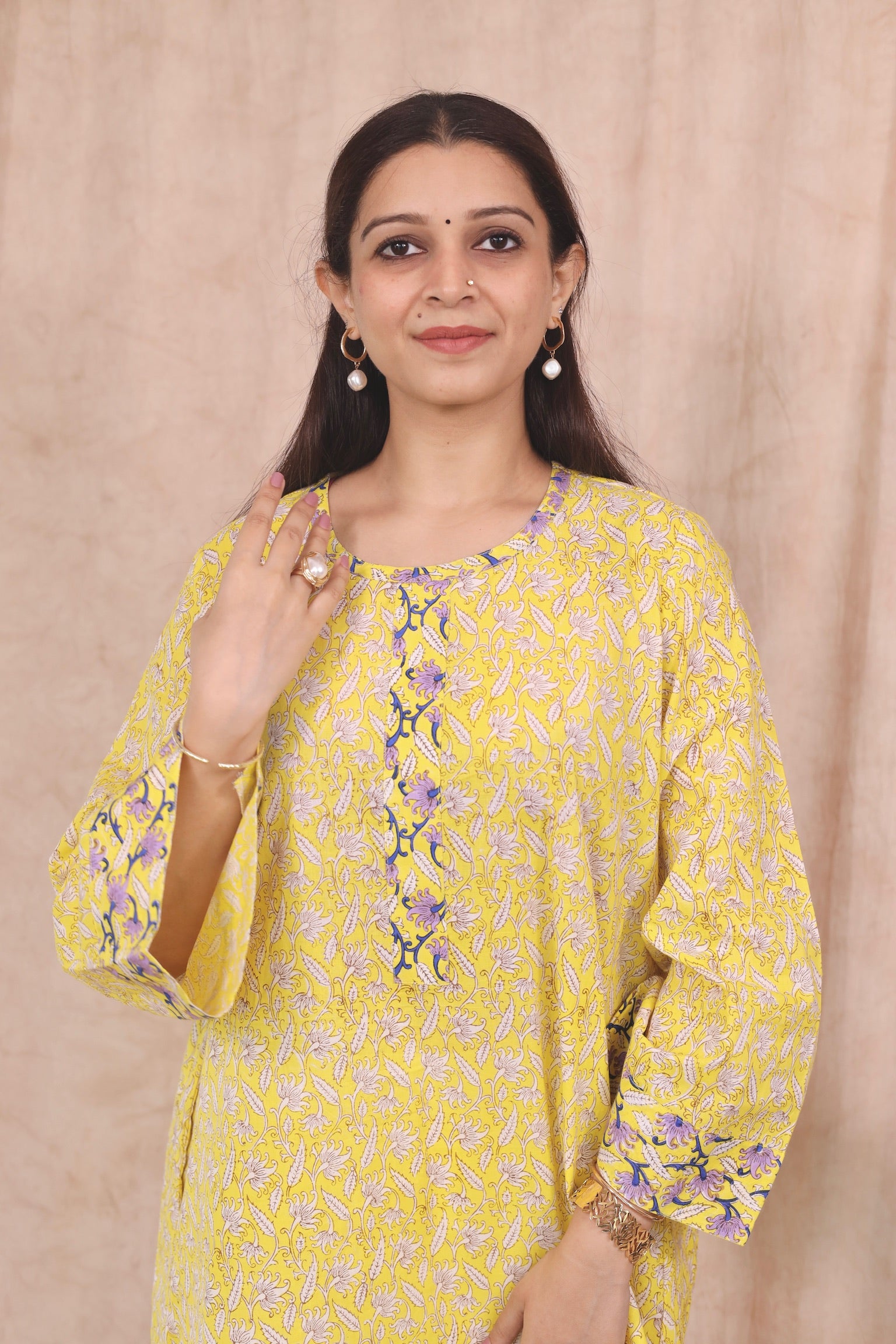 Wide Sleeve Kurta - Yellow