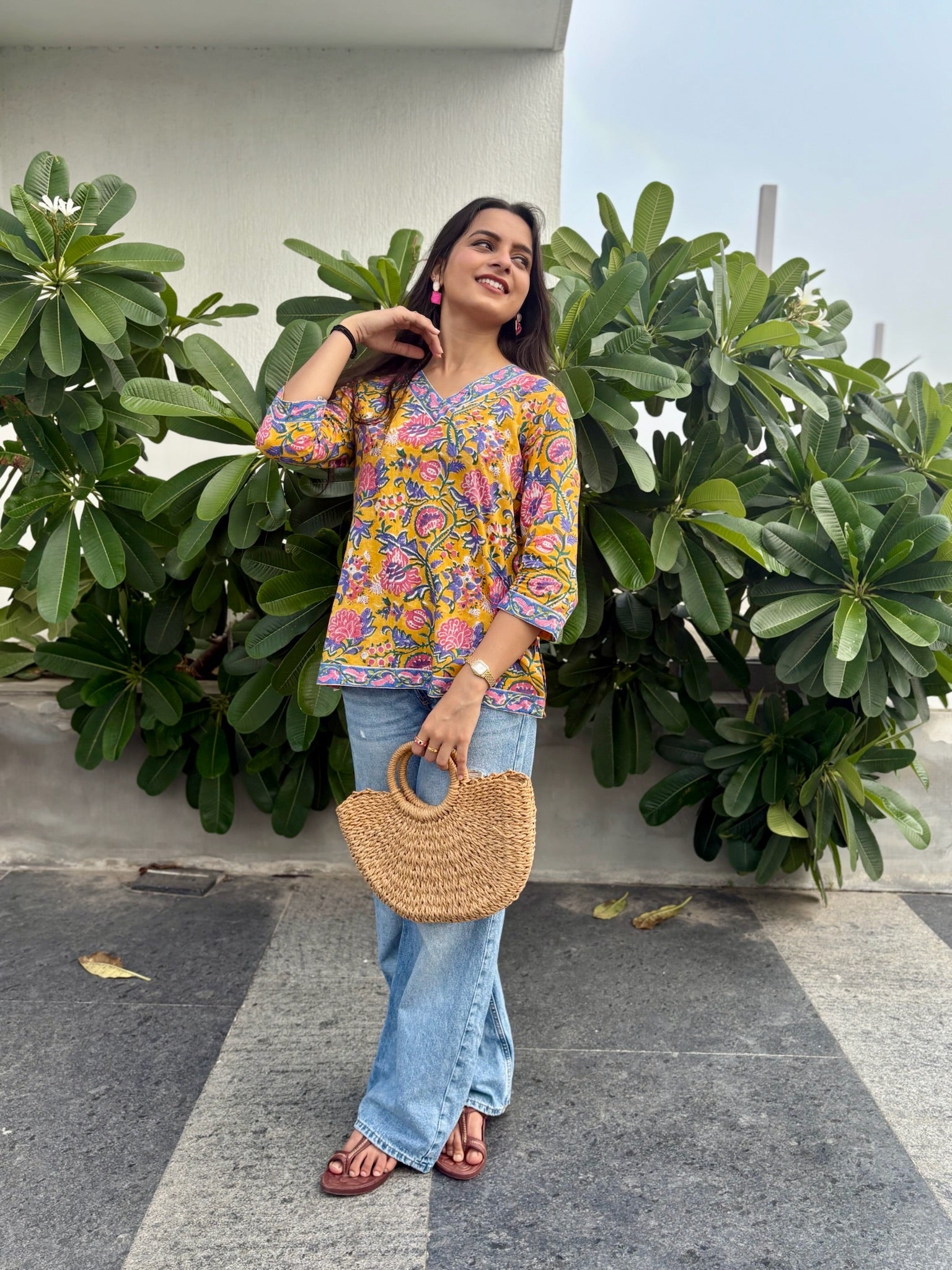 Tropical Marigold Short Kurti