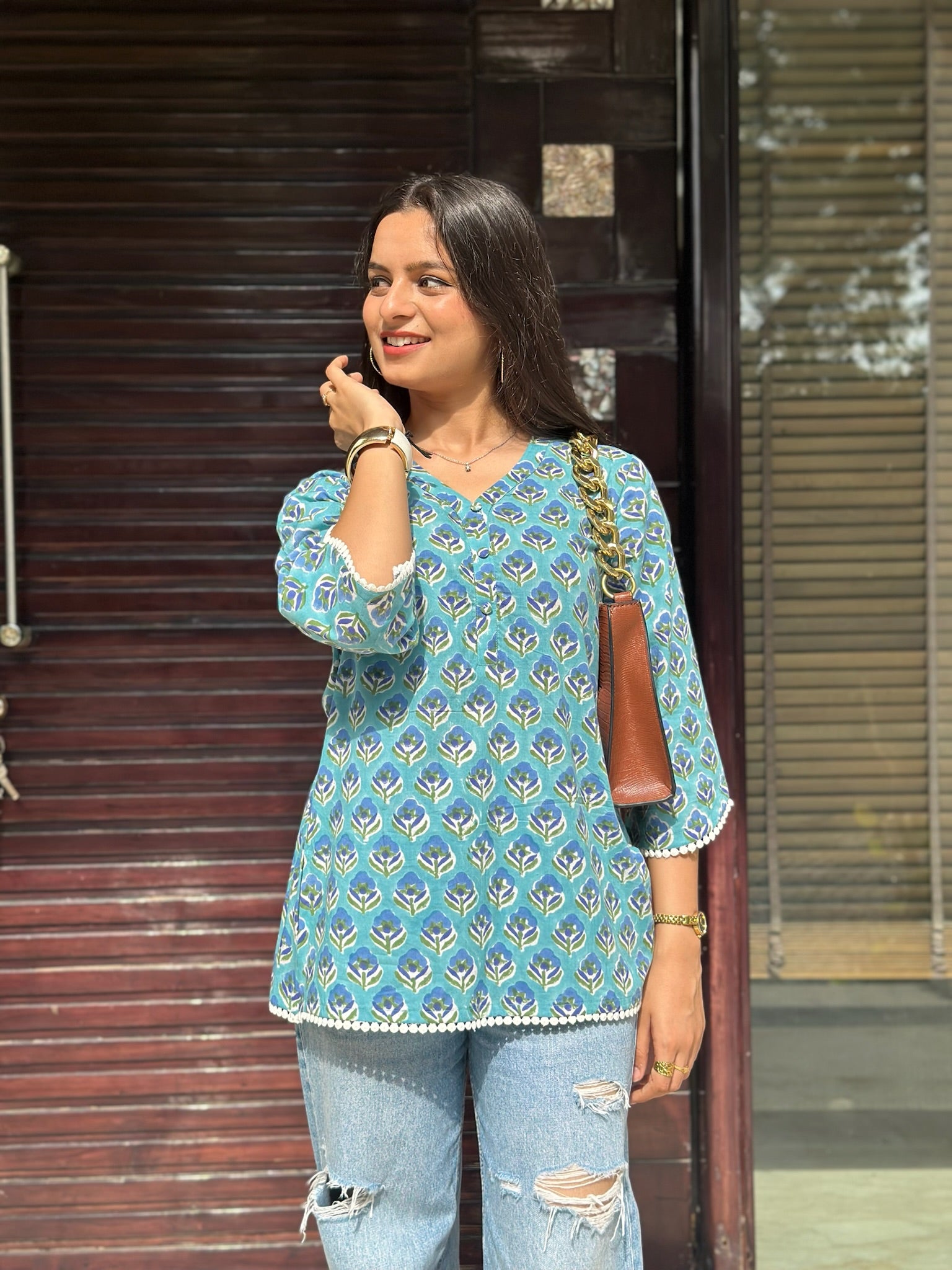 Lagoon Green Lace Kurti