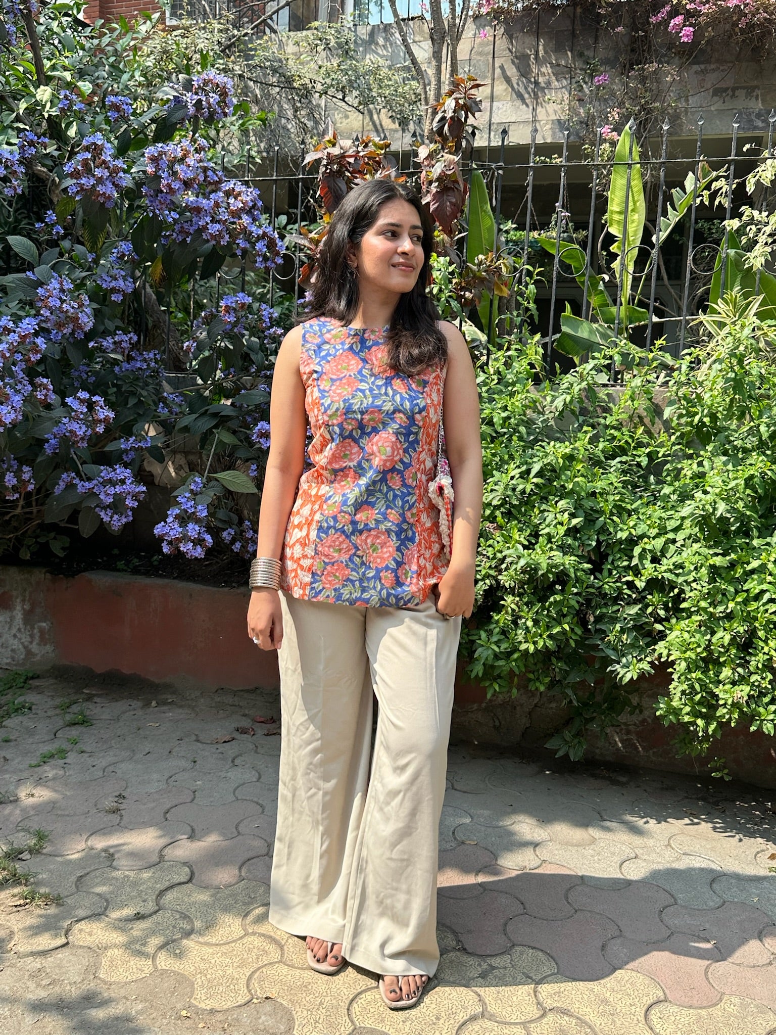 Blue Saffron Halter Short Kurti