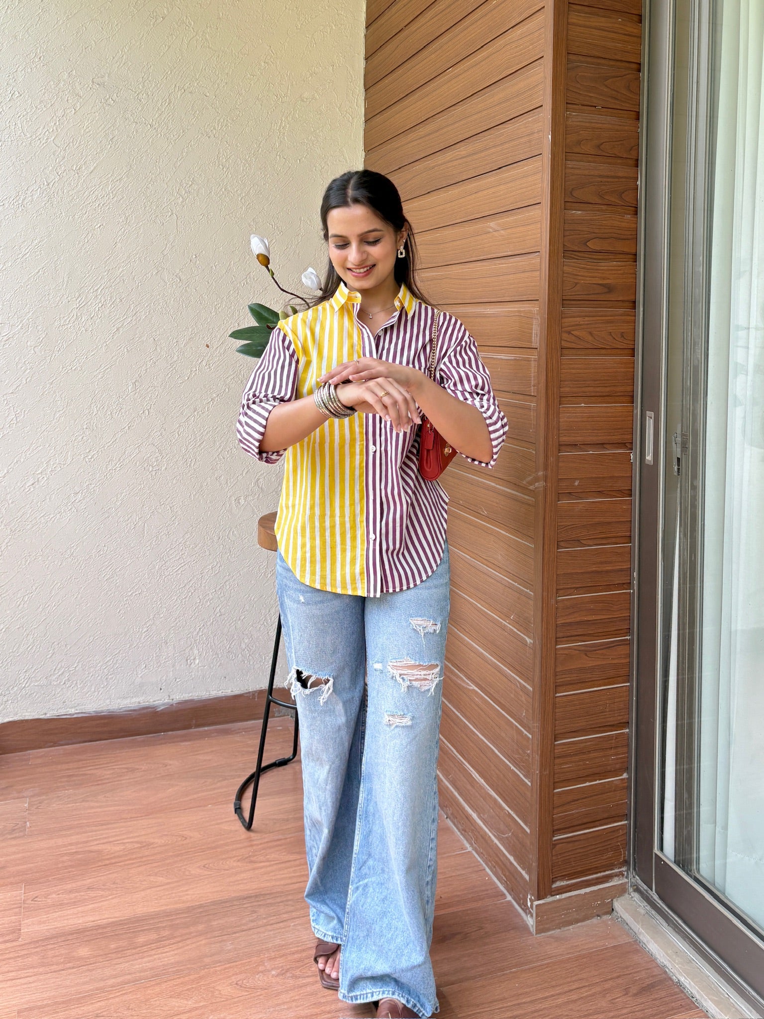 Multi Stripes Yellow Lavender Shirt