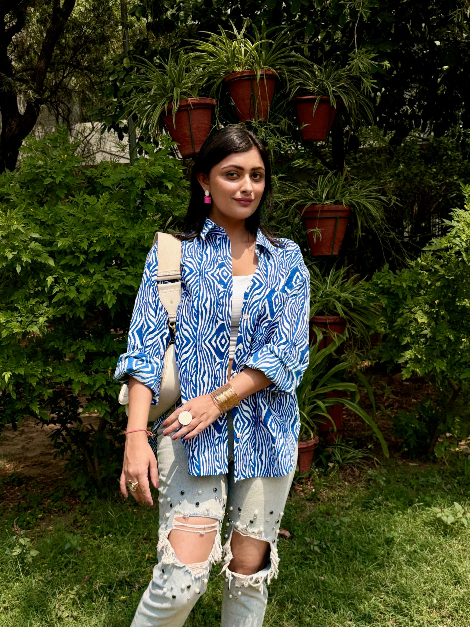Abstract Striped Blue Shirt