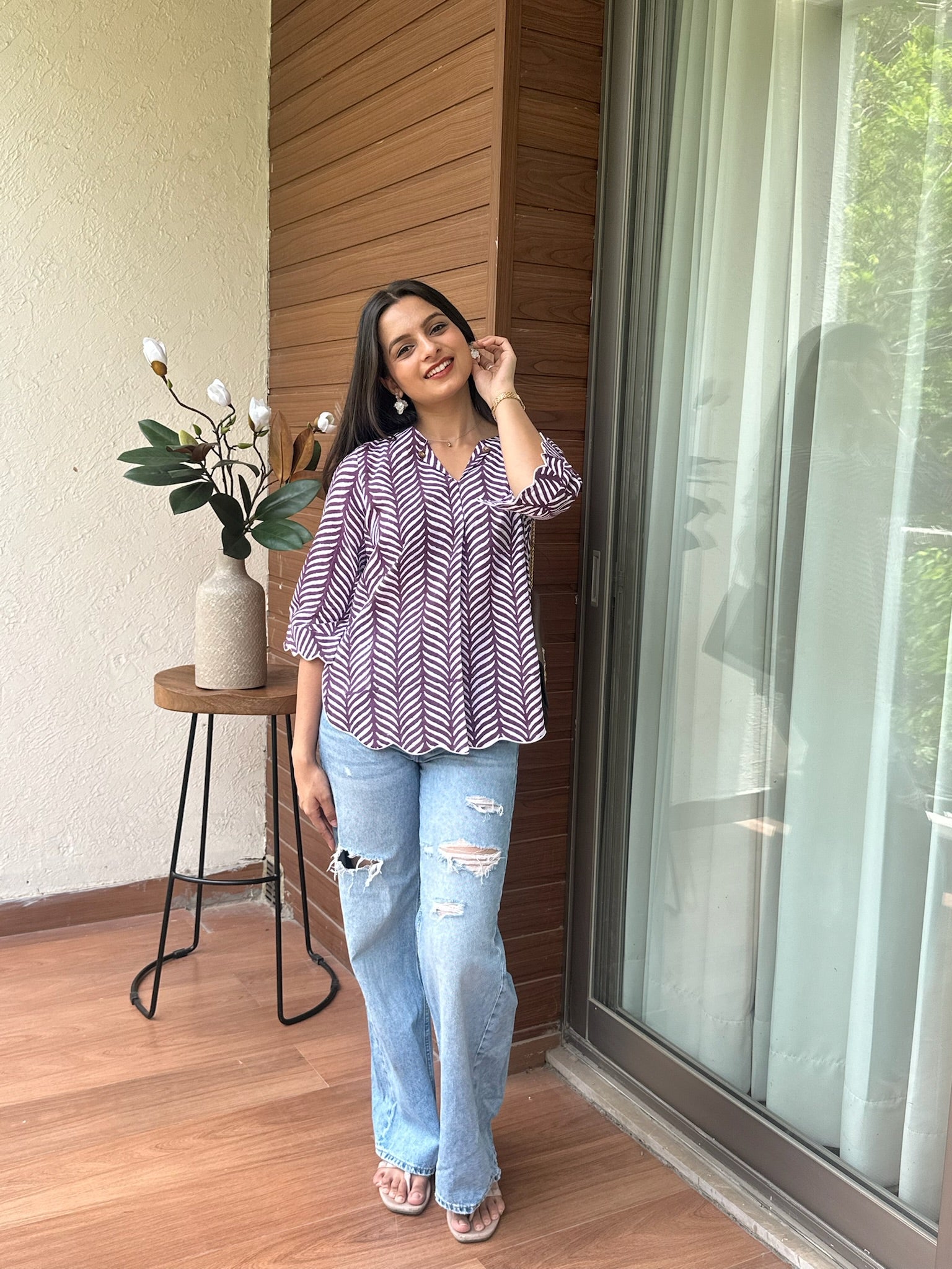 Purple Leaf Scallop Top