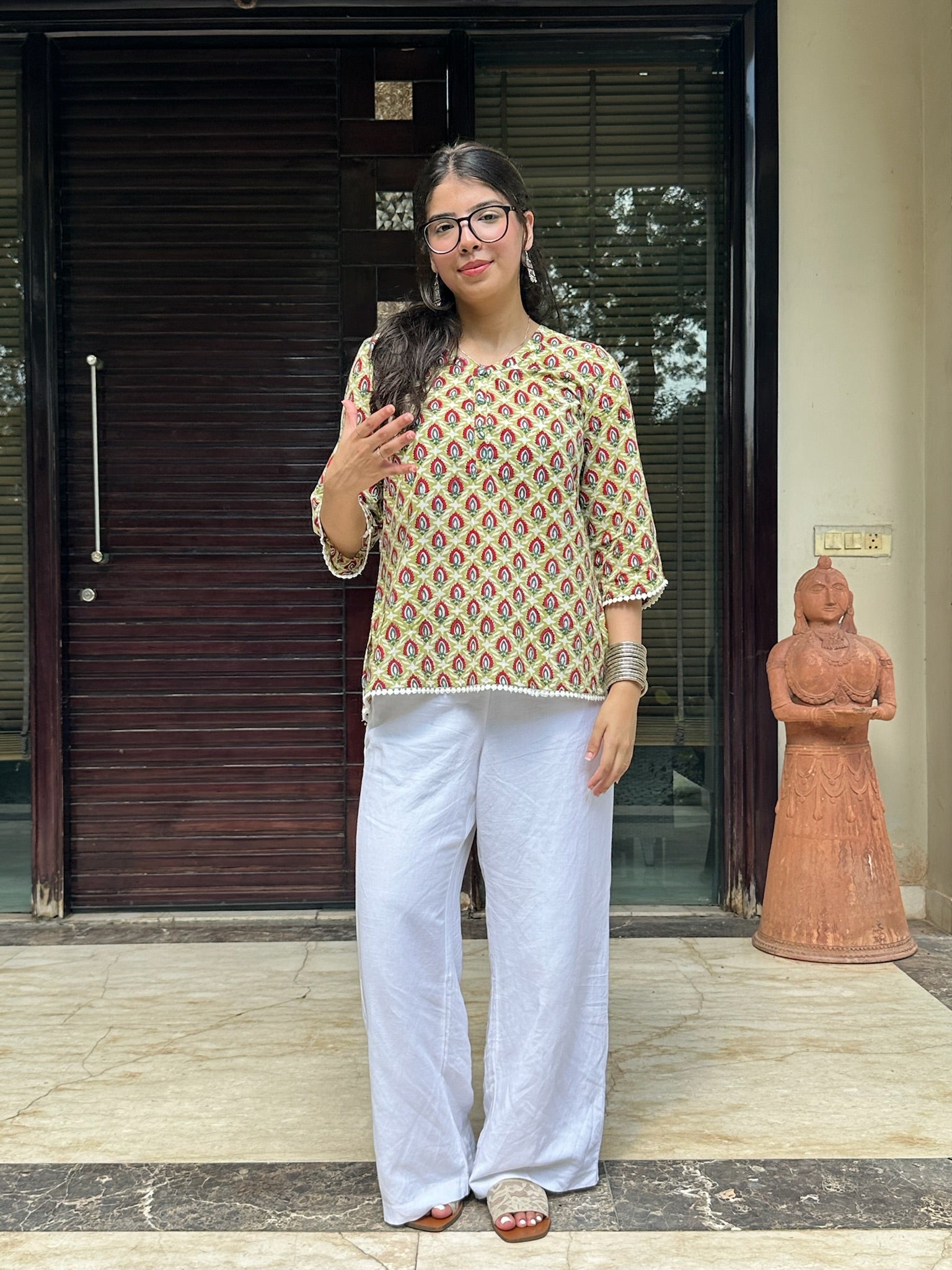 Vintage Sage Lace Kurti