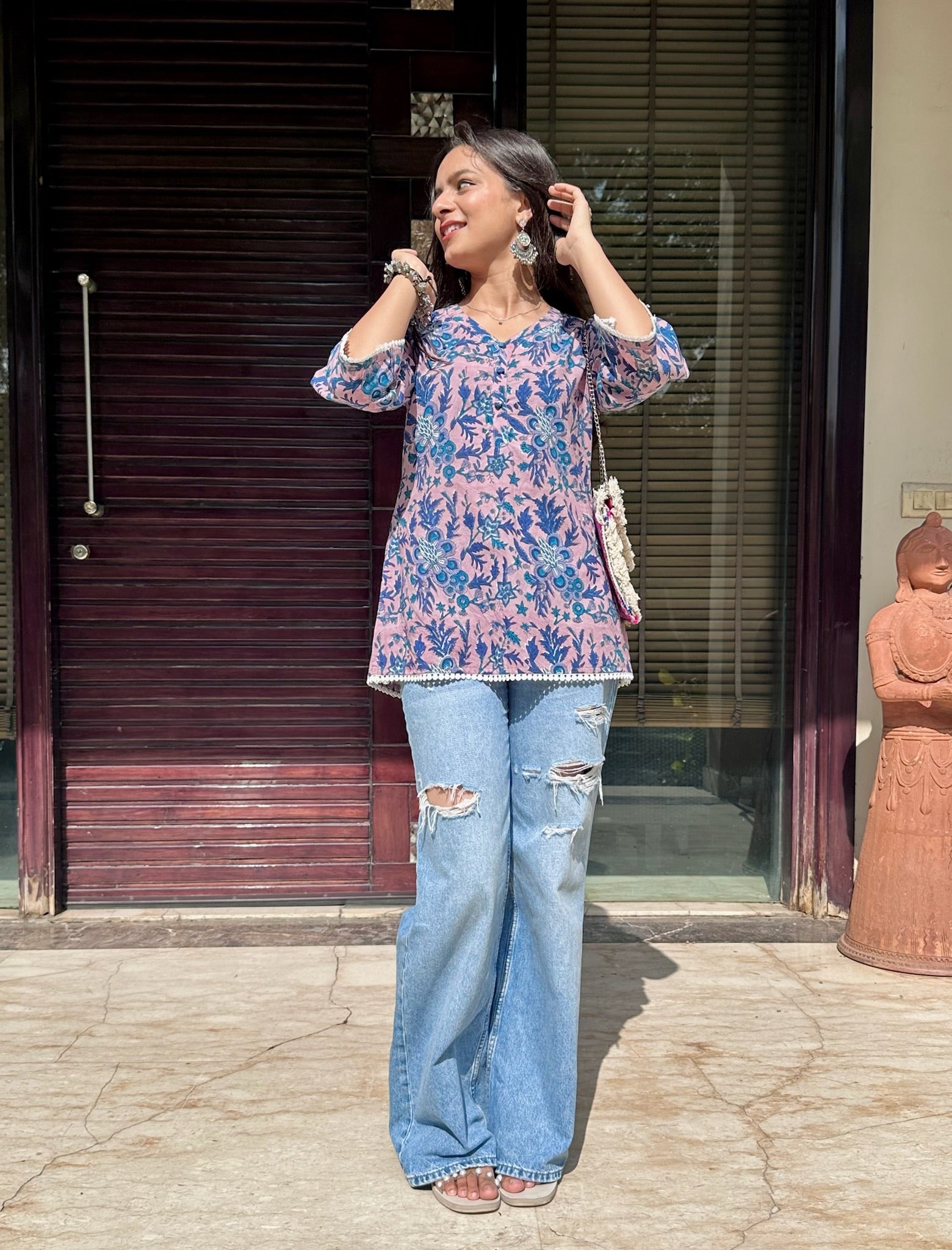 Petal Pink Lace Kurti
