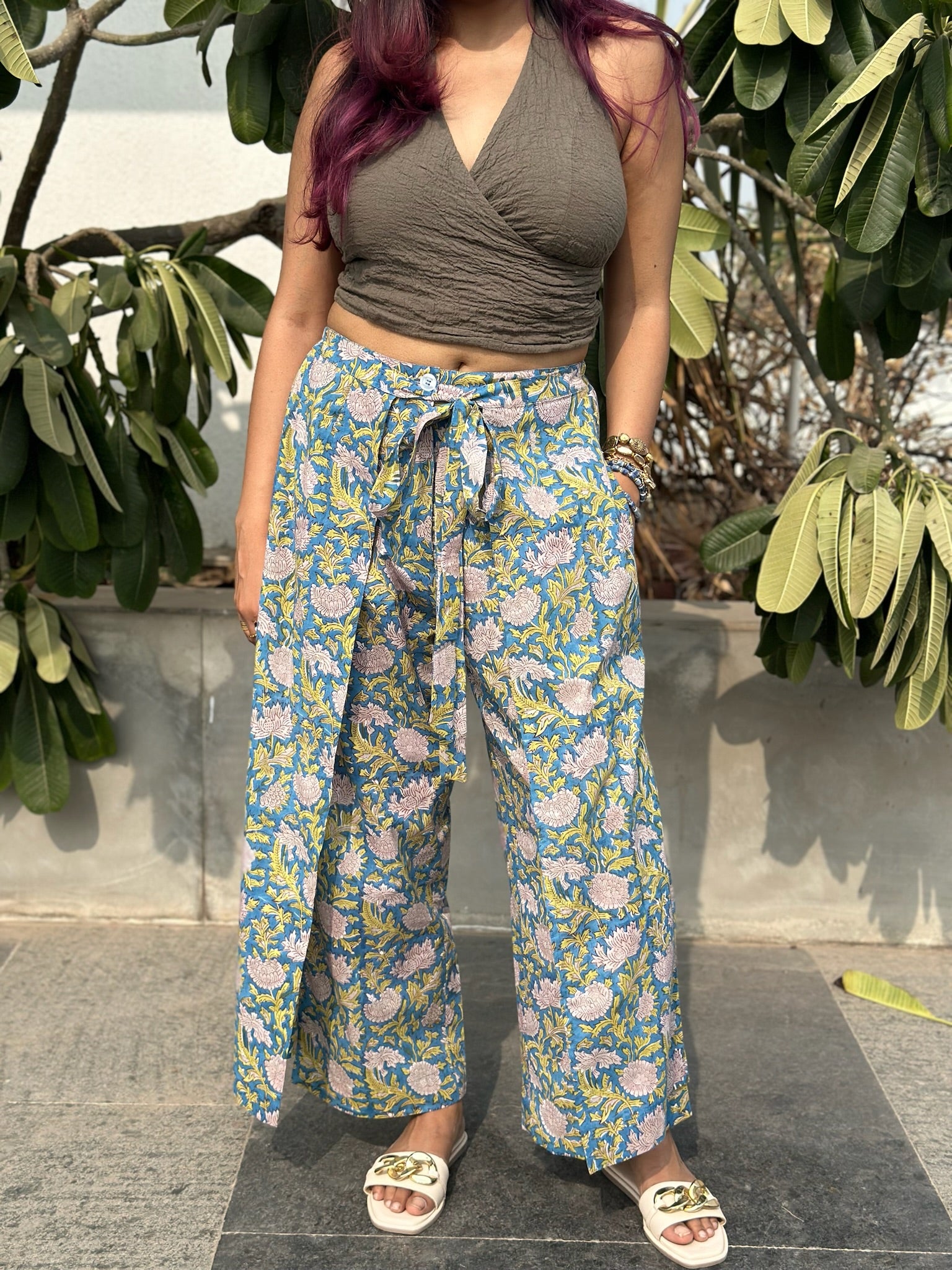 Blue Lotus Wrap Pants