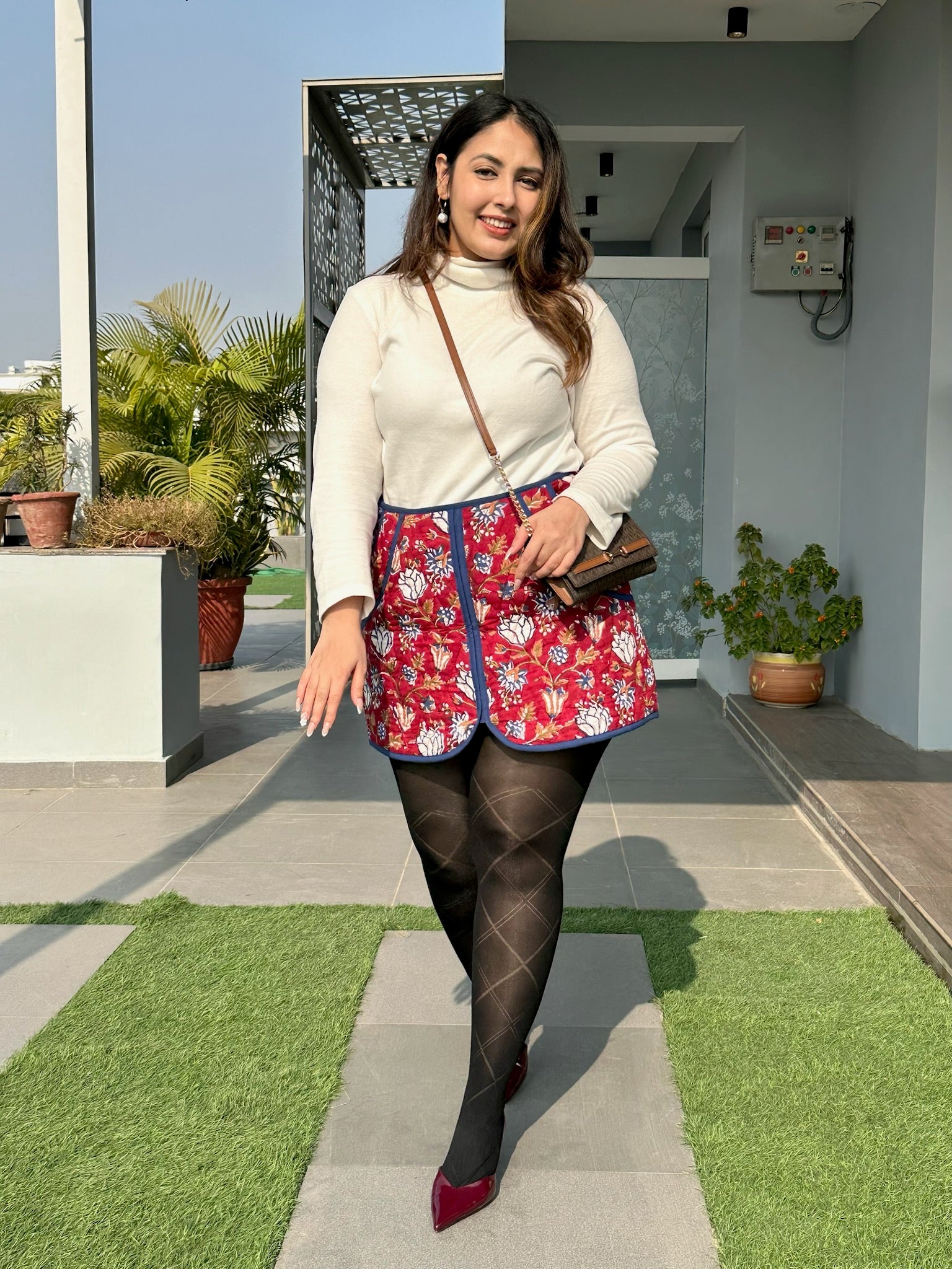 Rustic Red Quilted Skirt