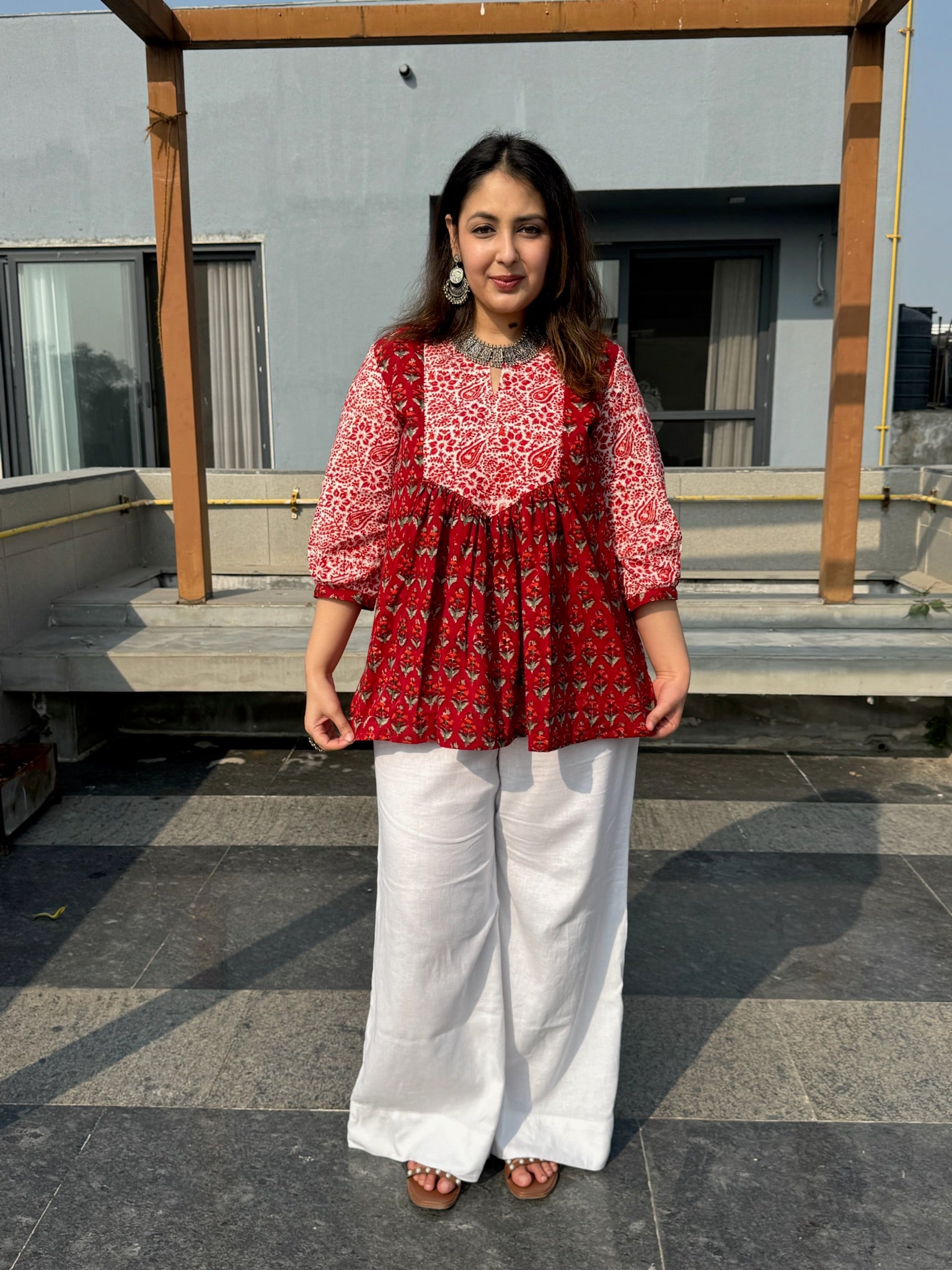 Lal Jal Gather Short Kurti