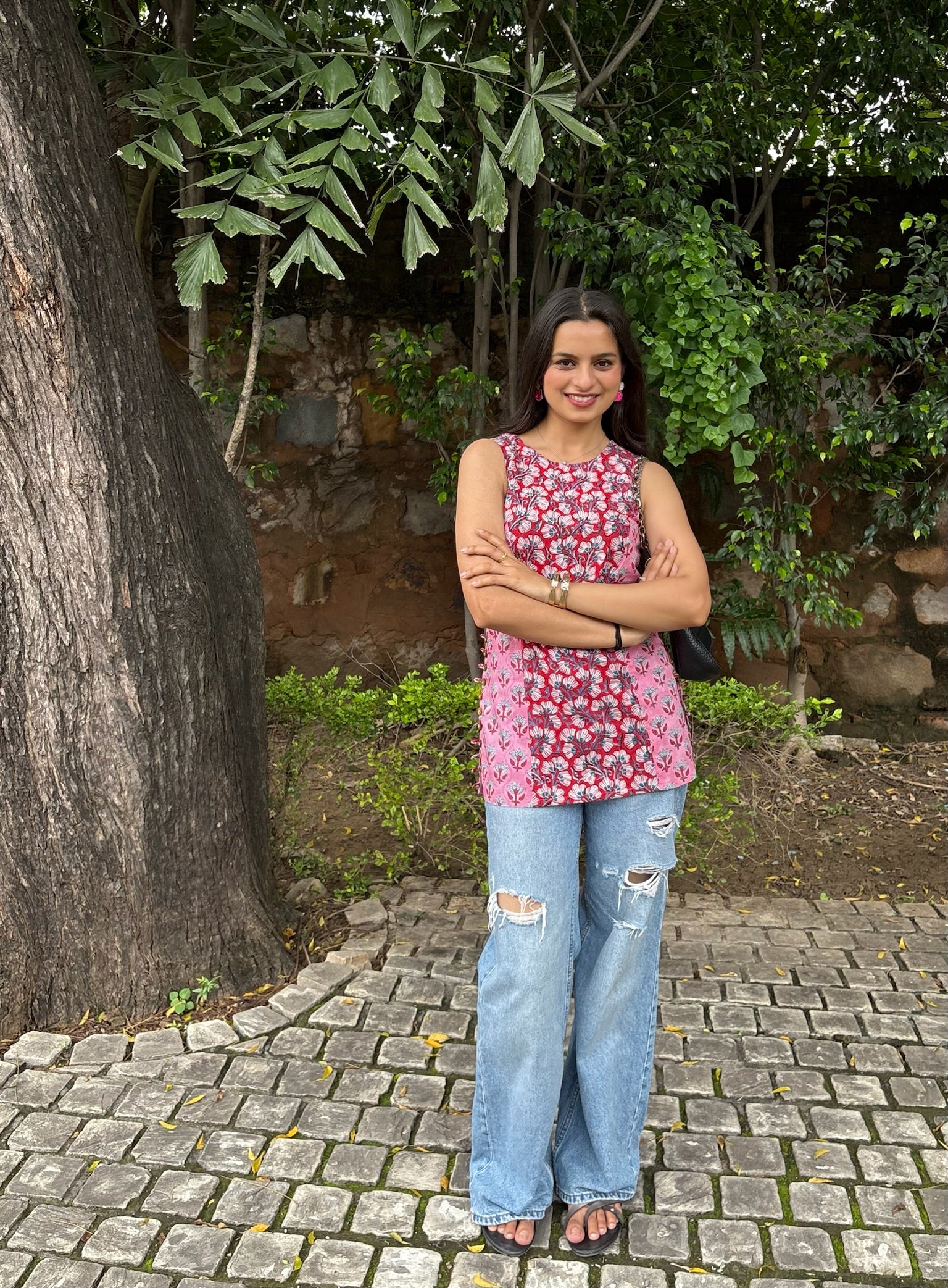 Bubblegum Red Halter Short Kurti