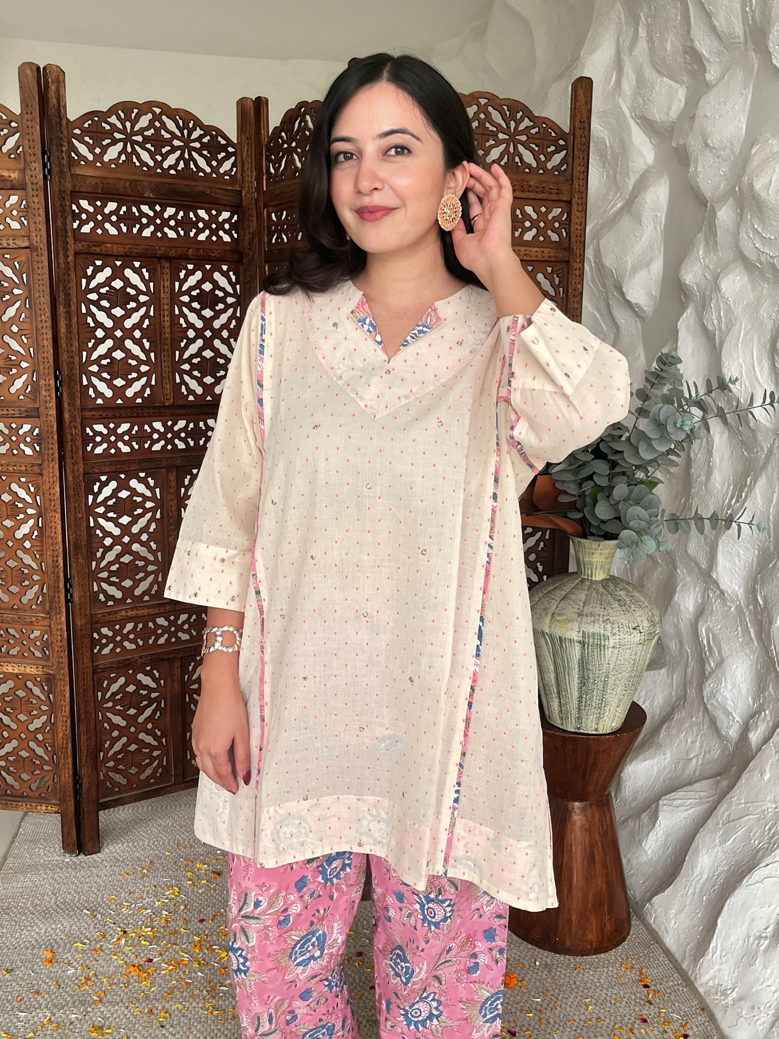 Pink Vanilla Short Dobby Co-Ord Set