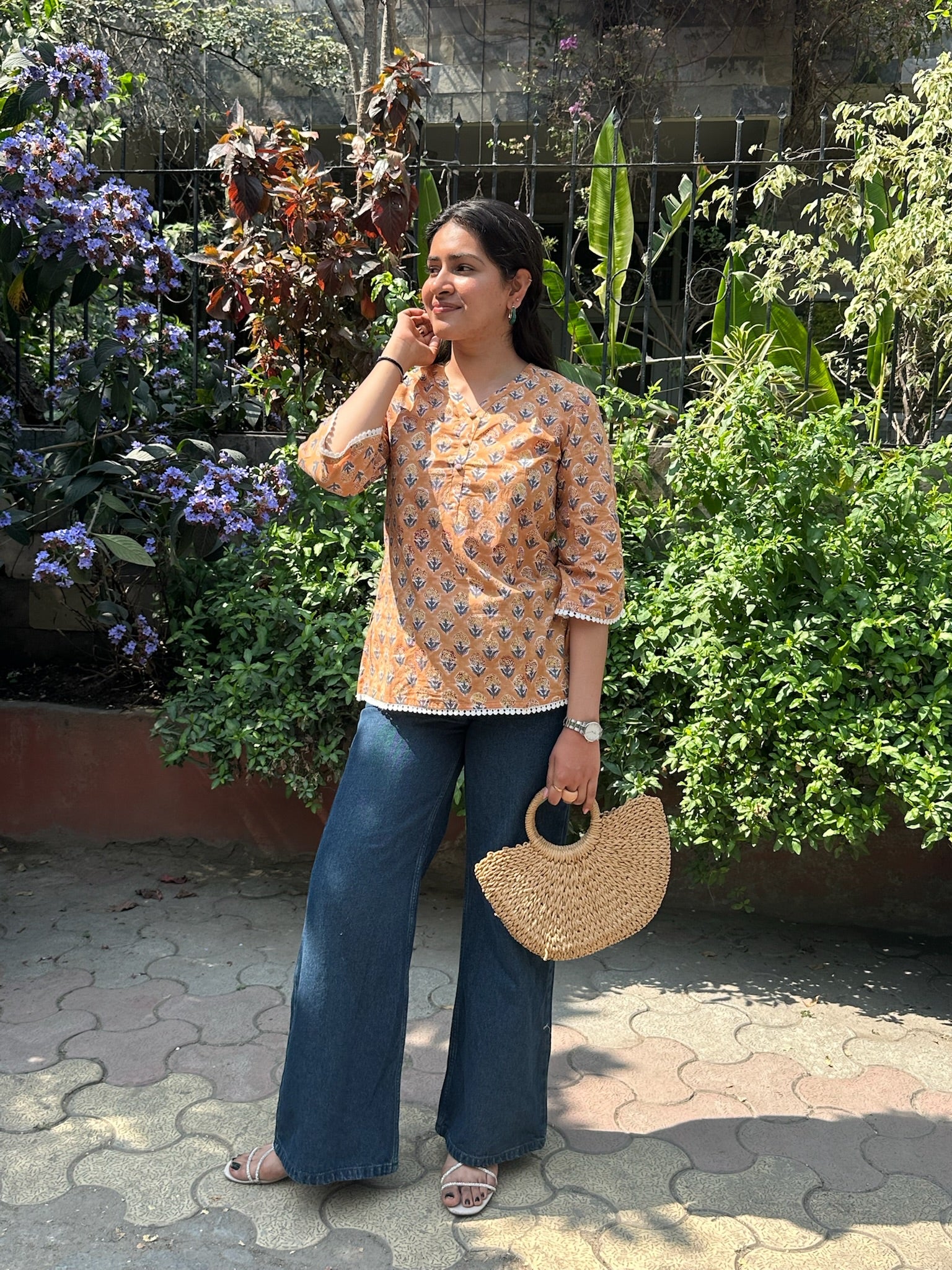 Sunset Rust Lace Kurti