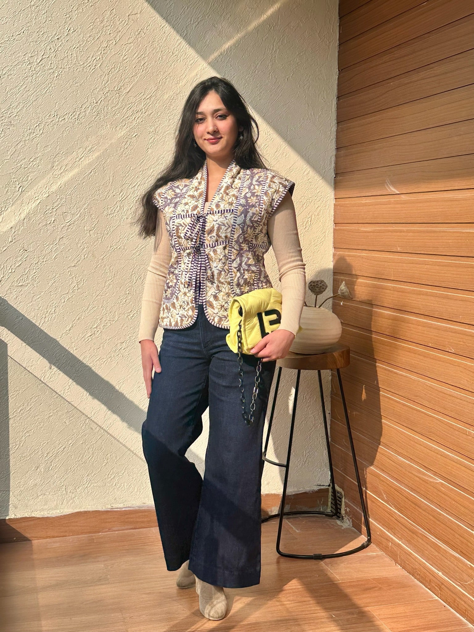 Ochre Brown Quilted Dual Jacket