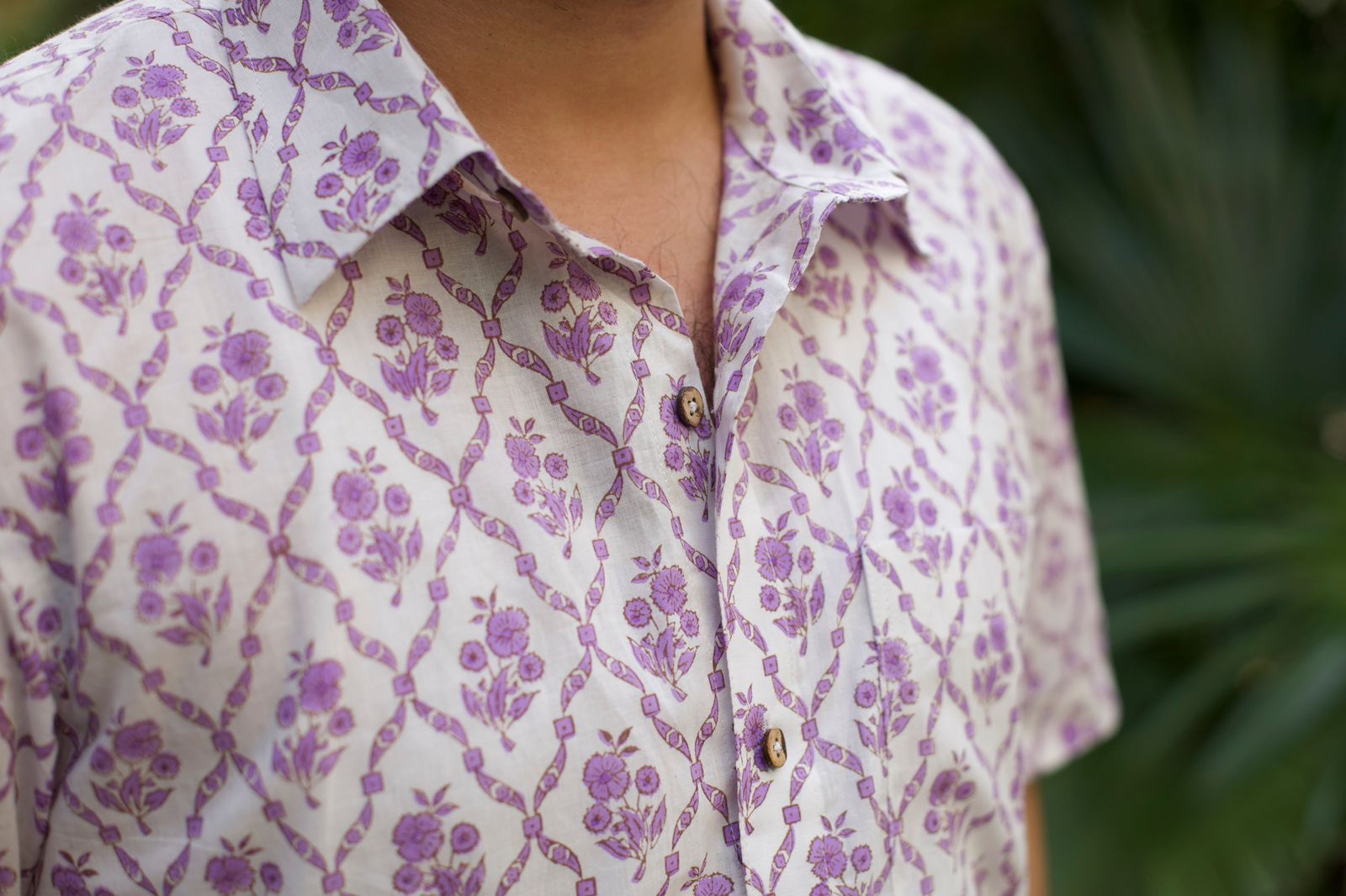 Men Lavender Munnavar Printed Cotton Shirt