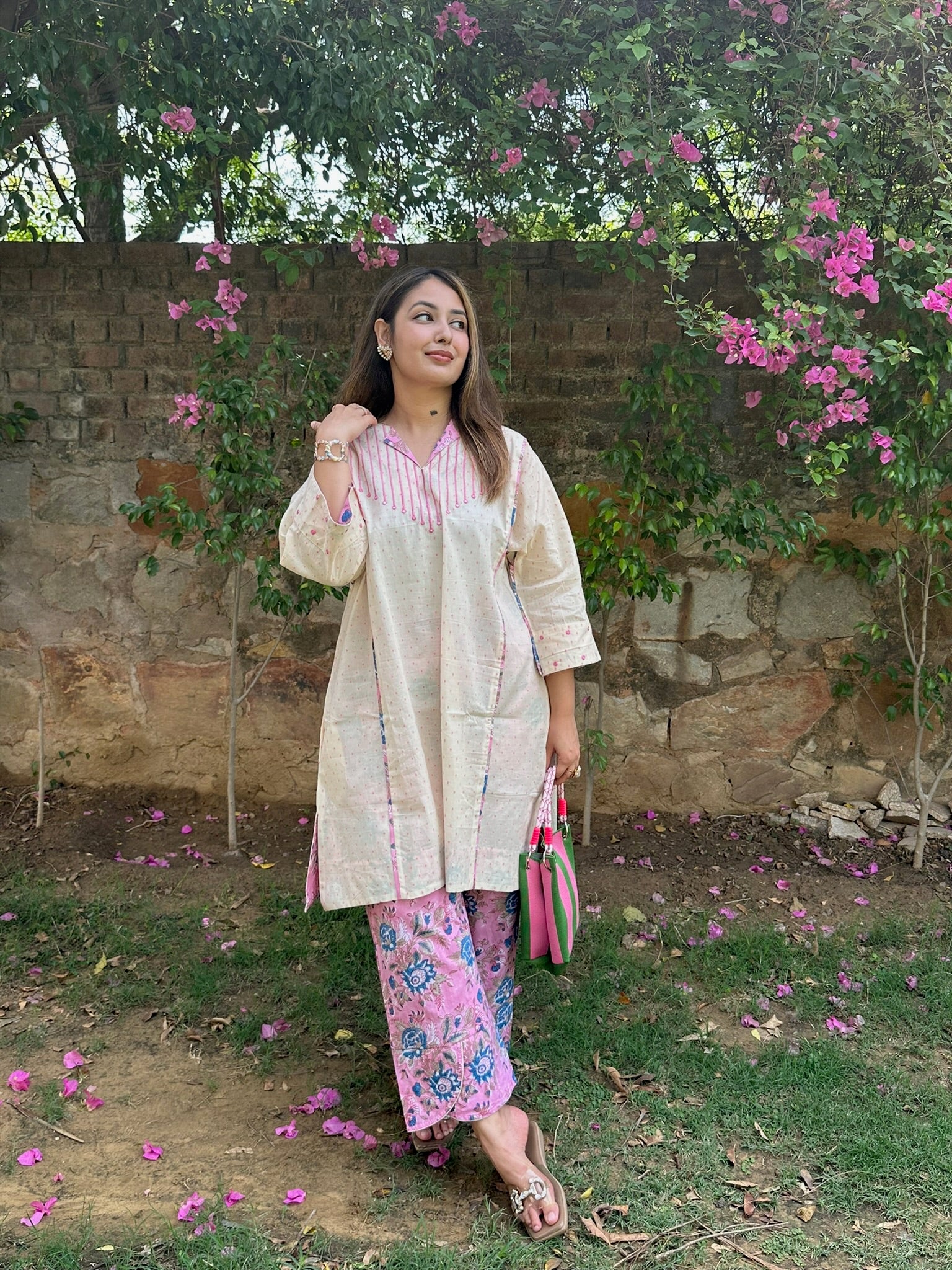Pink Vanilla Long Dobby Co-Ord Set