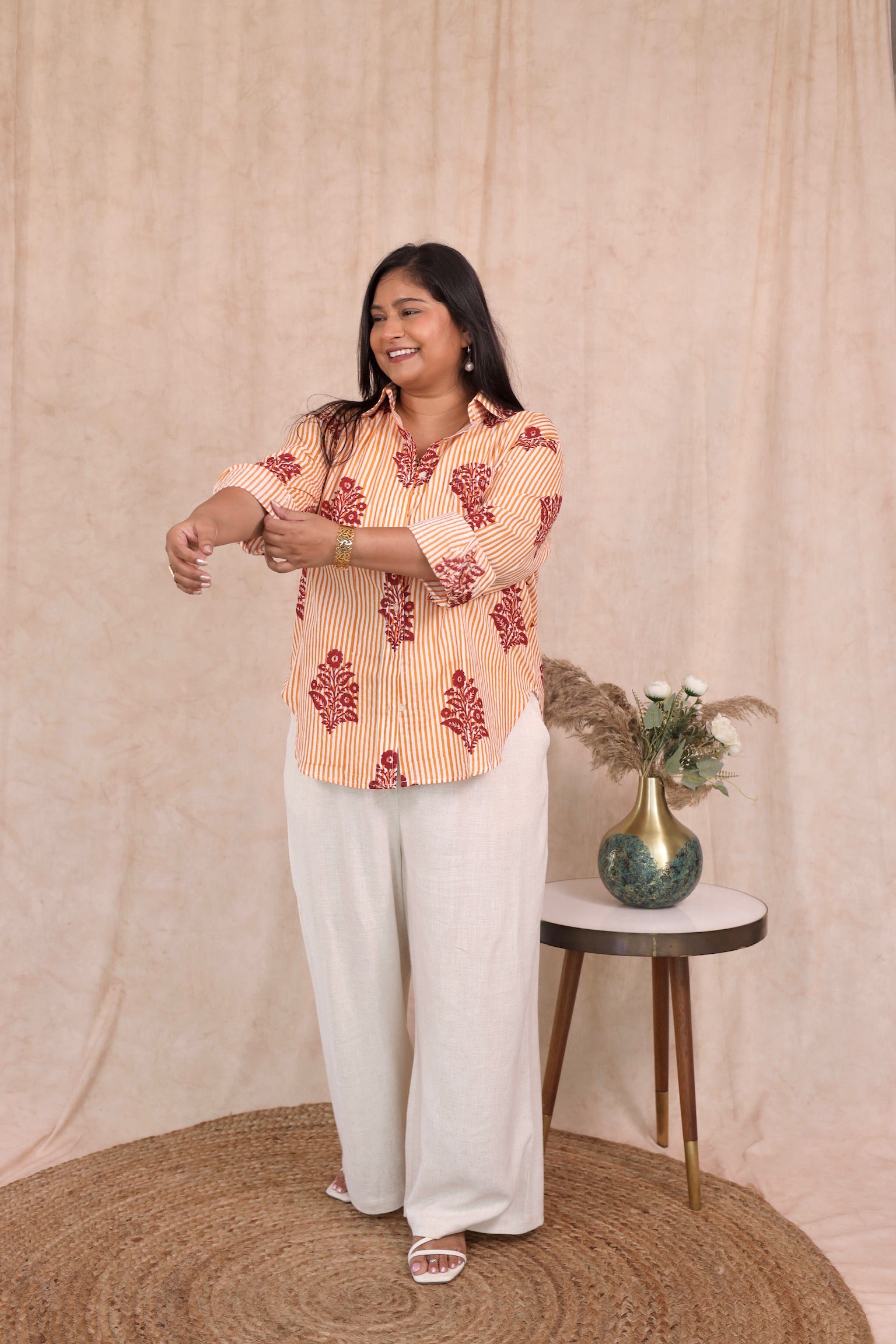 Red Floral Block Printed Shirt