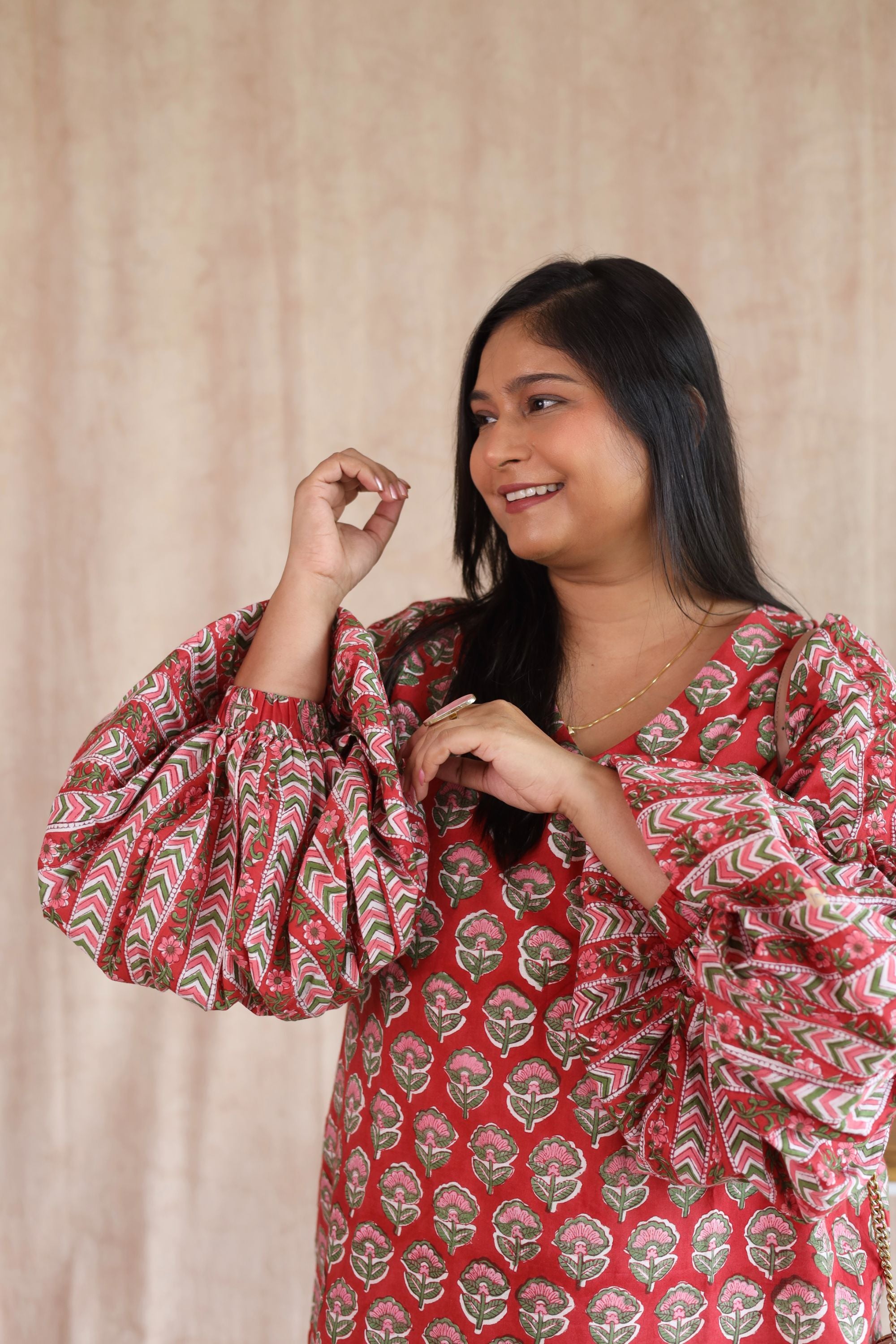 Sangria Red Flounce Sleeve Dress