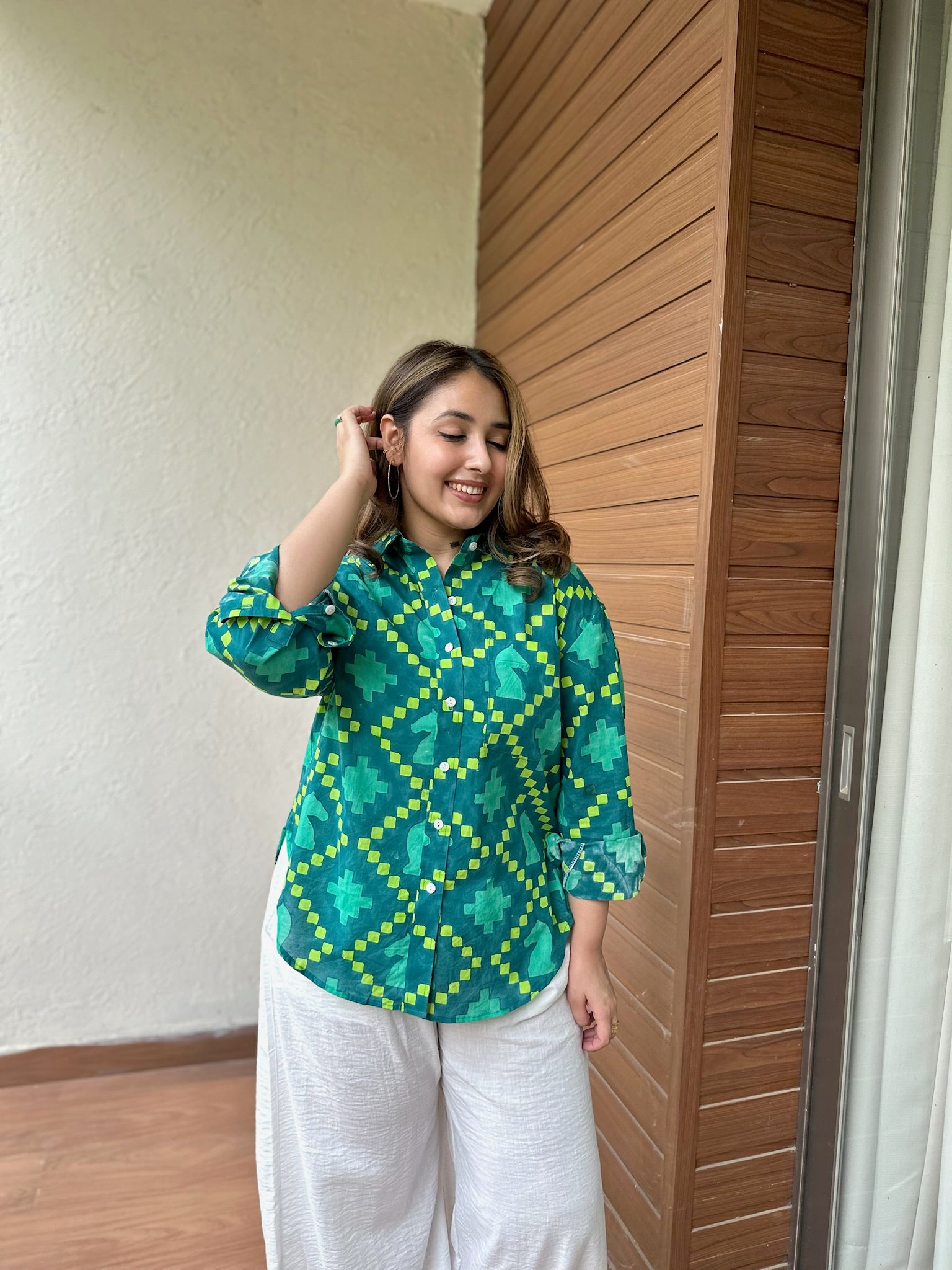Exclusive Shatranj Green Shirt